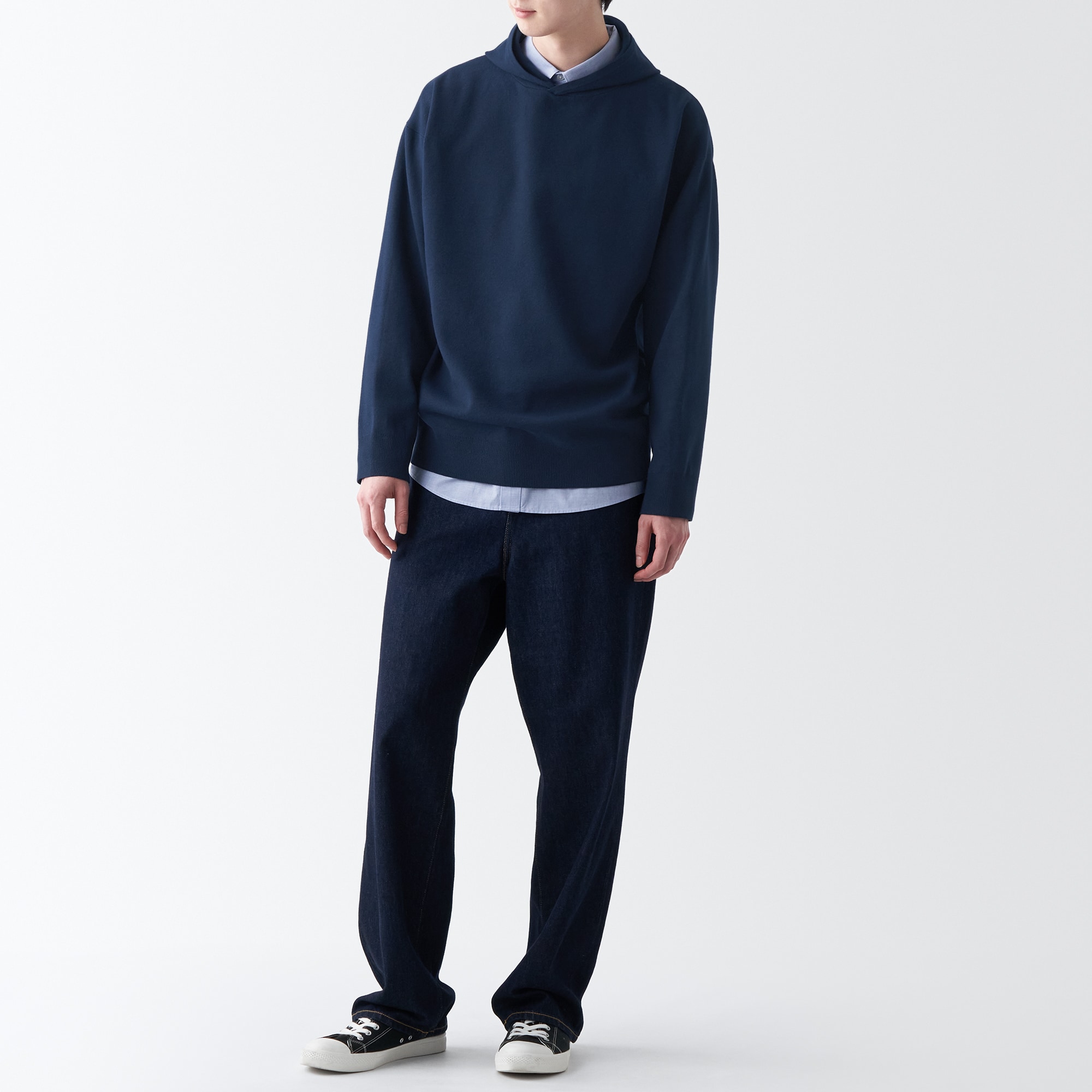 洗えるミラノリブ編みワイドプルパーカ（紳士）