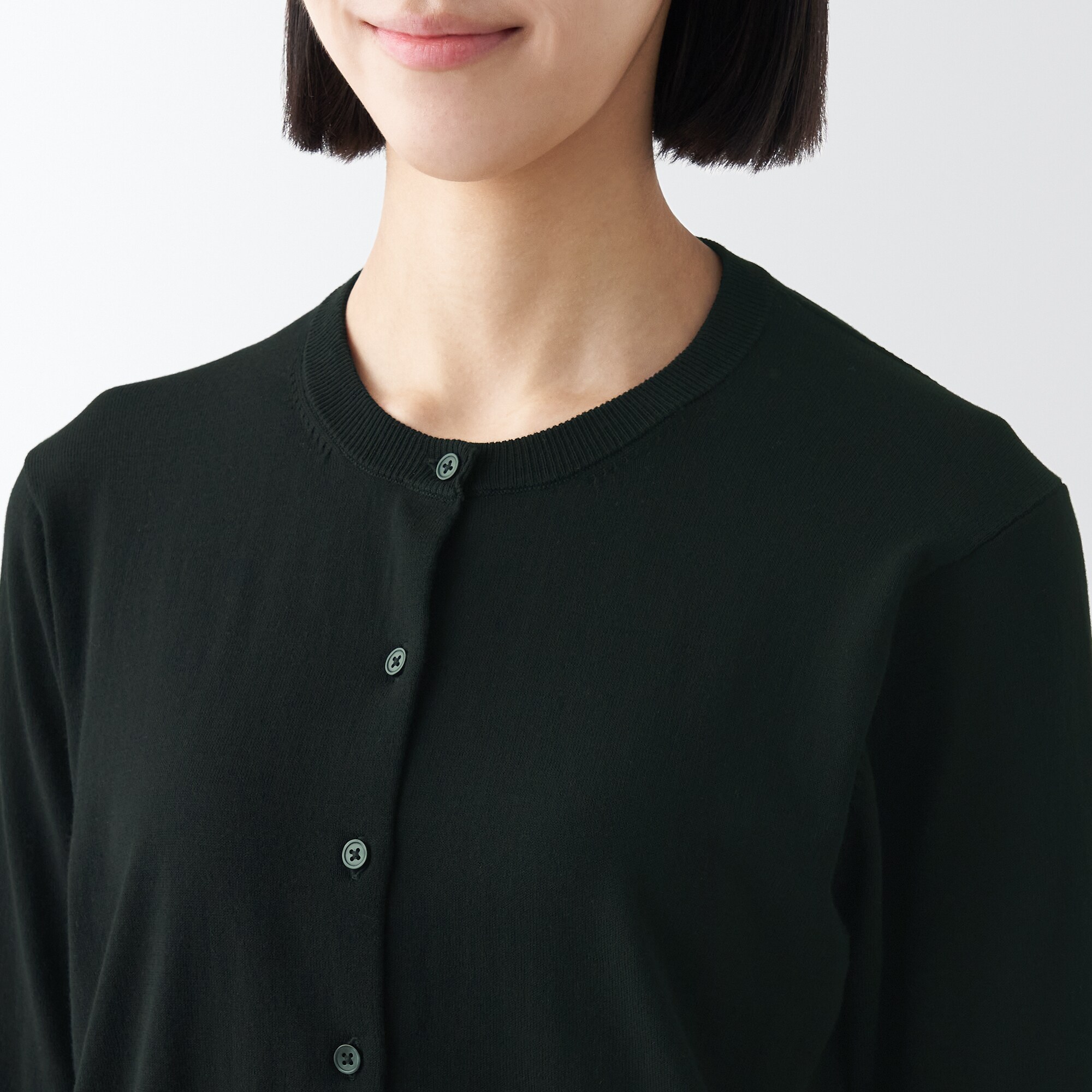 ＵＶカット強撚クルーネックカーディガン（七分袖）