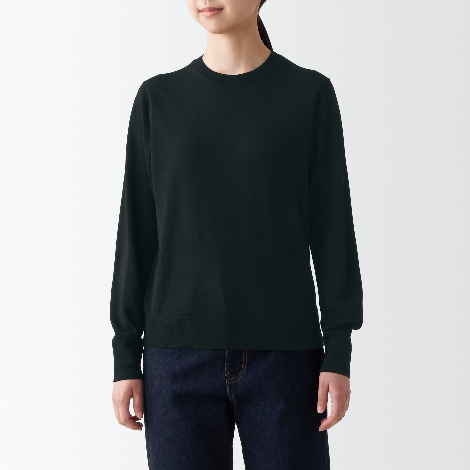 洗えるウールハイゲージクルーネックセーター