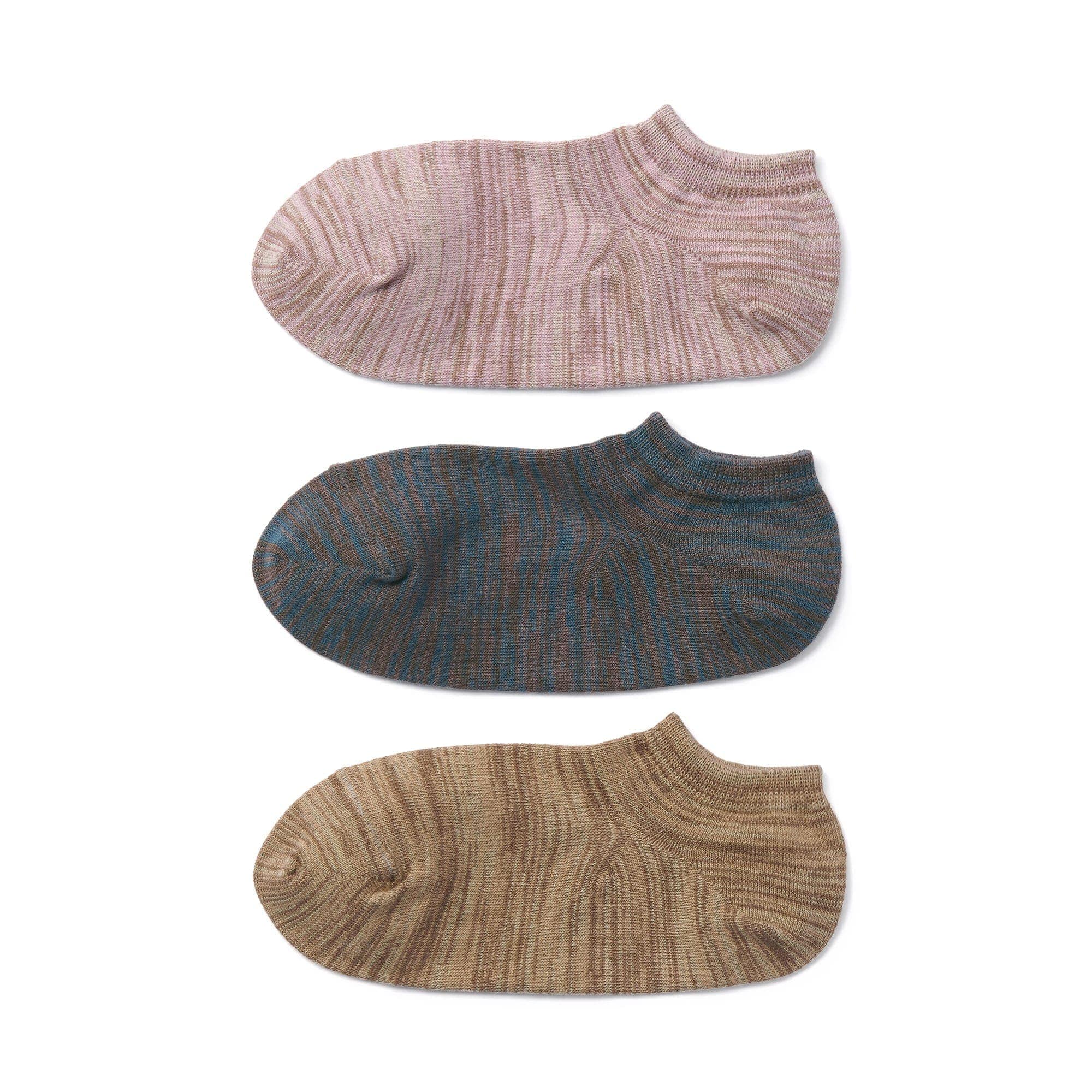 婦人　足なり直角　残糸で編んだ　スニーカーイン（３足組）