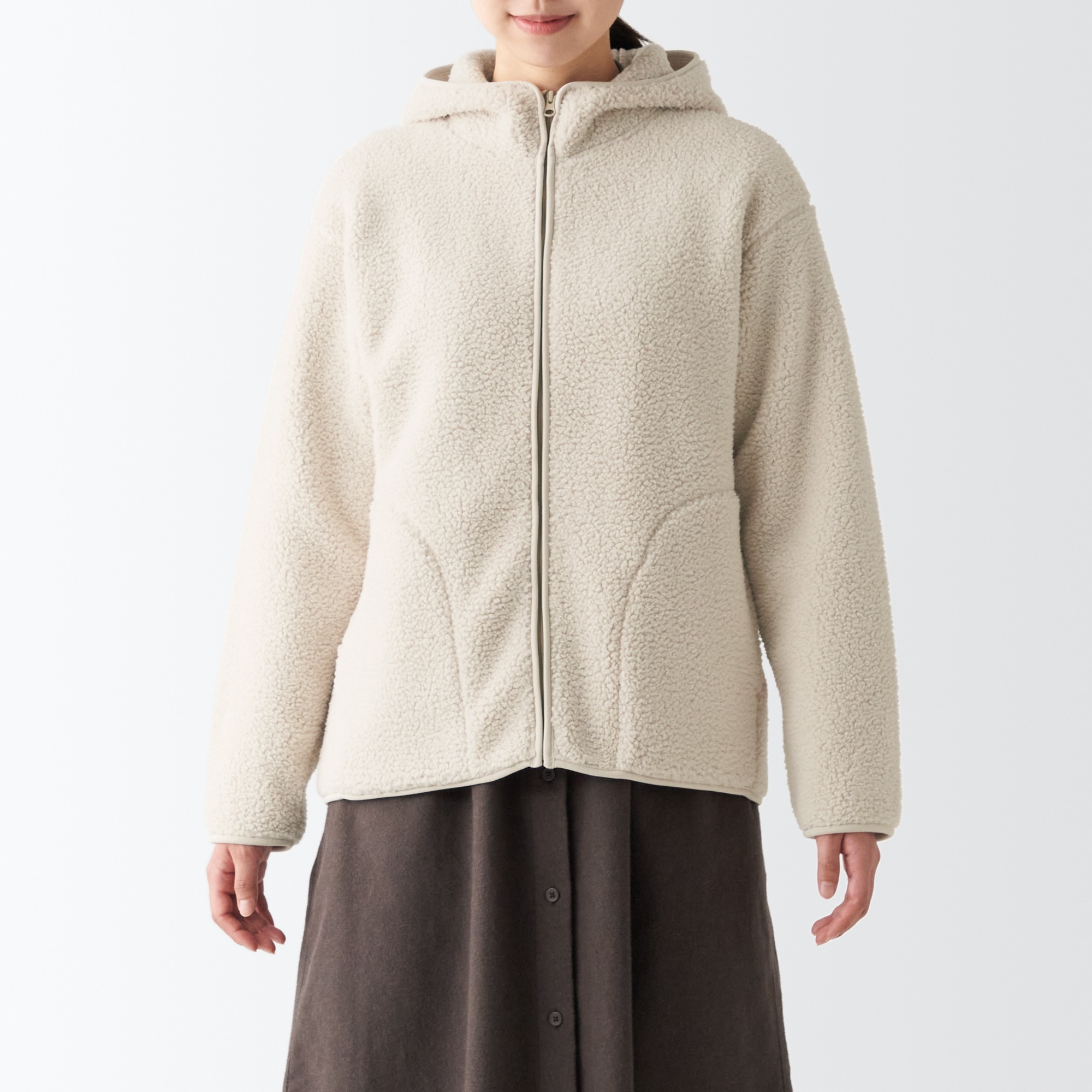 再生ポリエステルボアフリースパーカー