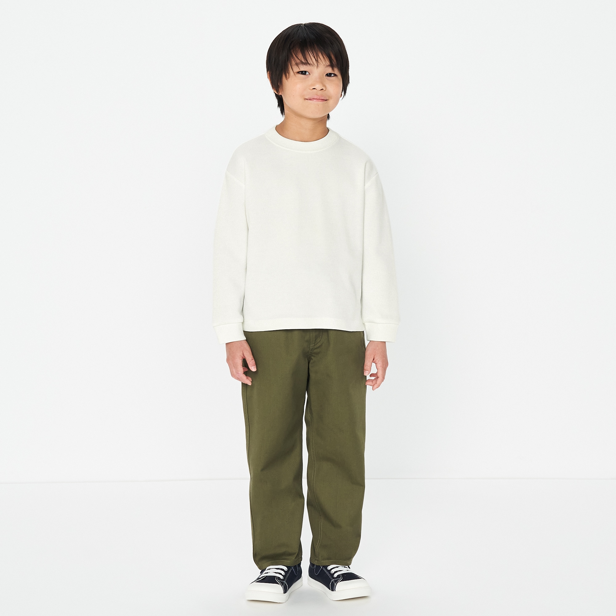 キッズ　二重編みクルーネック長袖Ｔシャツ