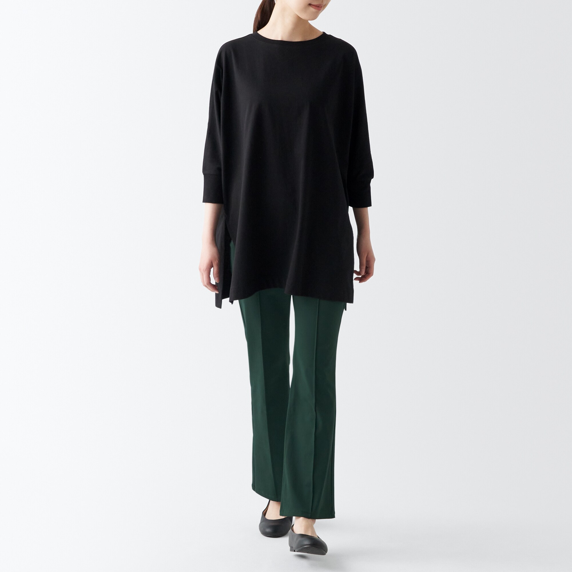 ストレッチピンタックフレアレギンスパンツ