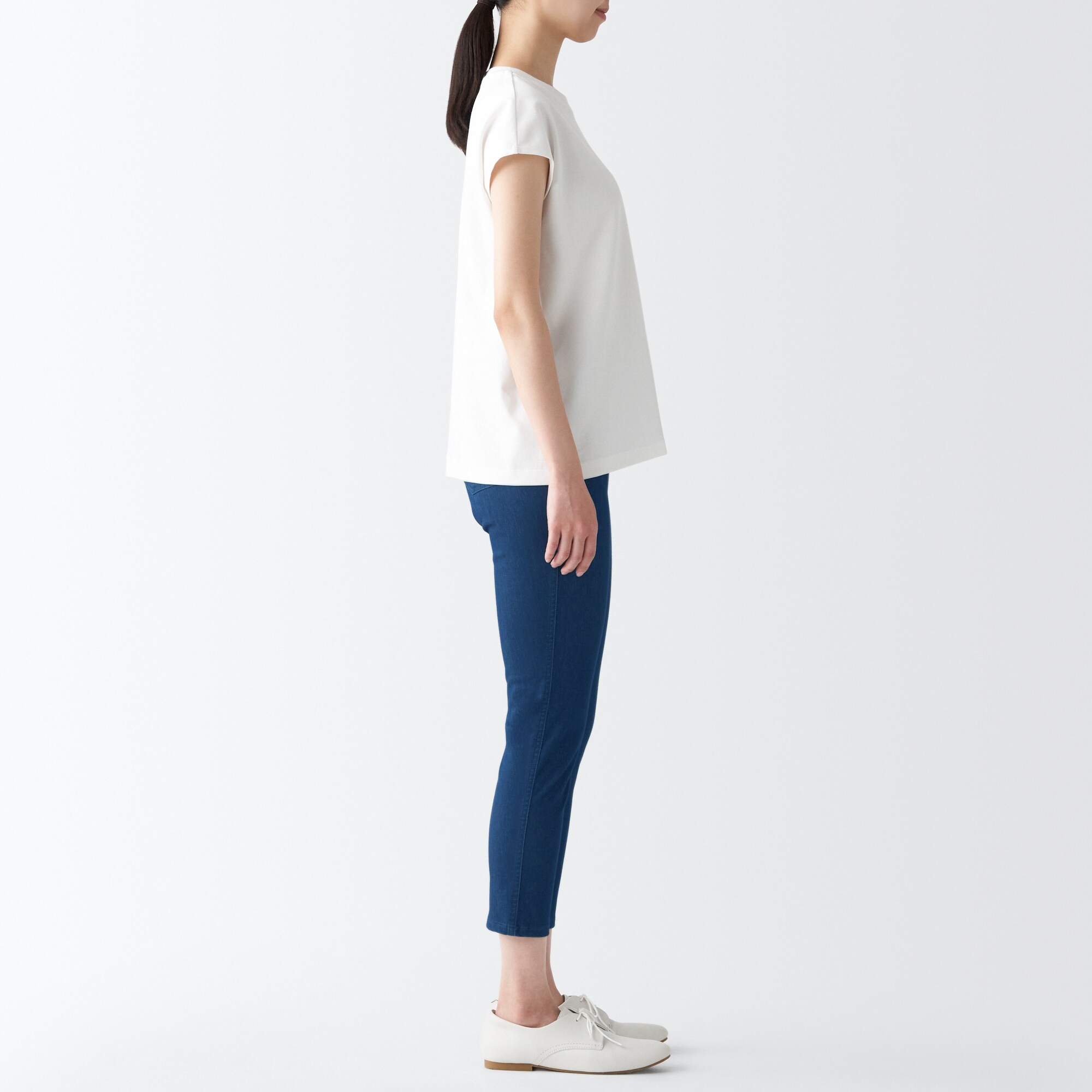 涼感ストレッチデニムクロップドレギンスパンツ