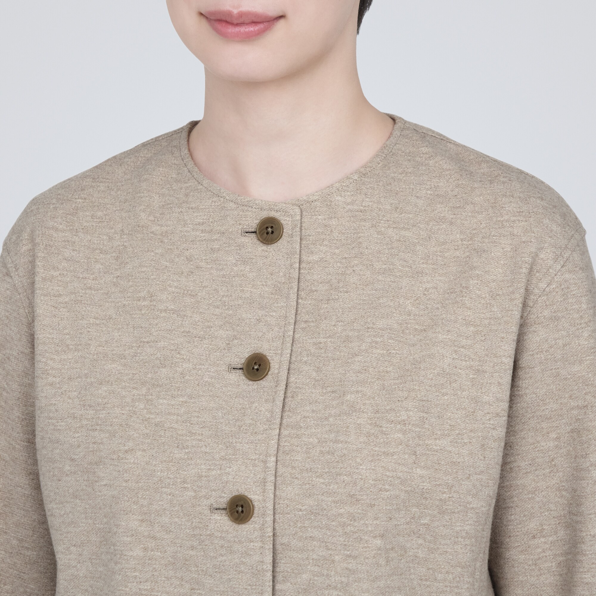 ストレッチ起毛ノーカラージャケット