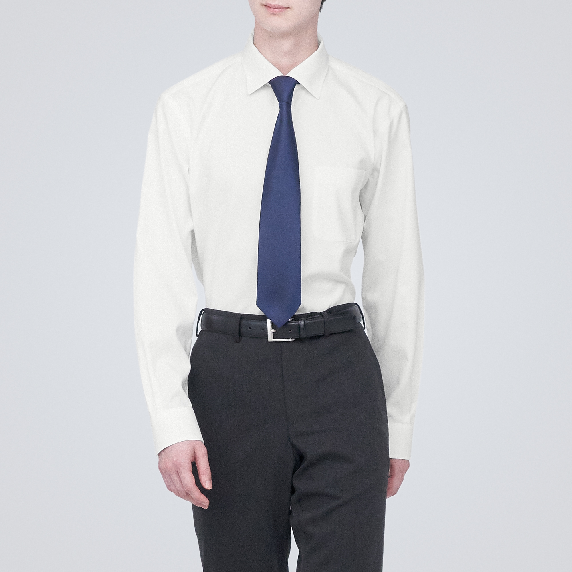 ノンアイロンビジネスセミワイドカラー長袖シャツ