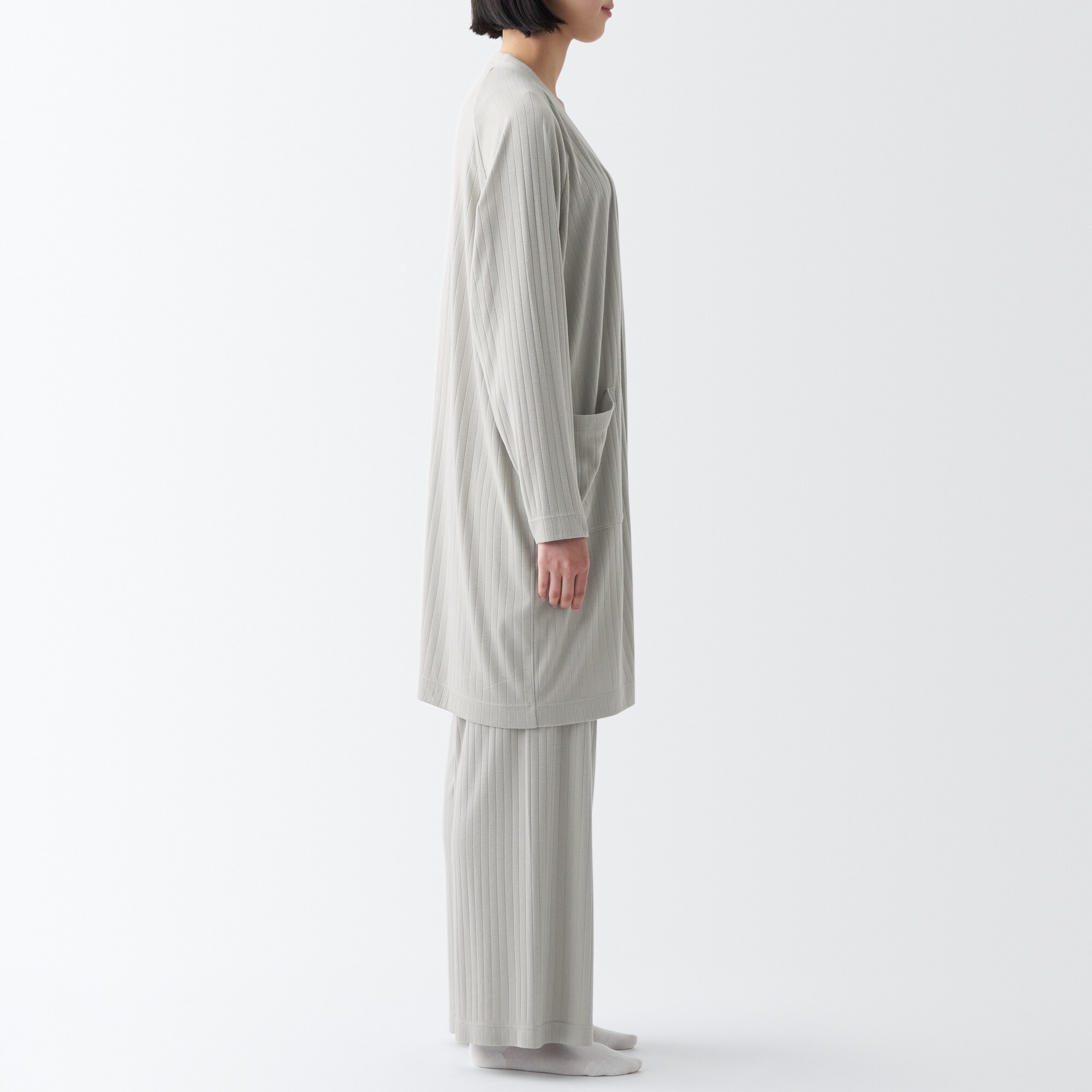 ワイドリブ　ロングカーディガン