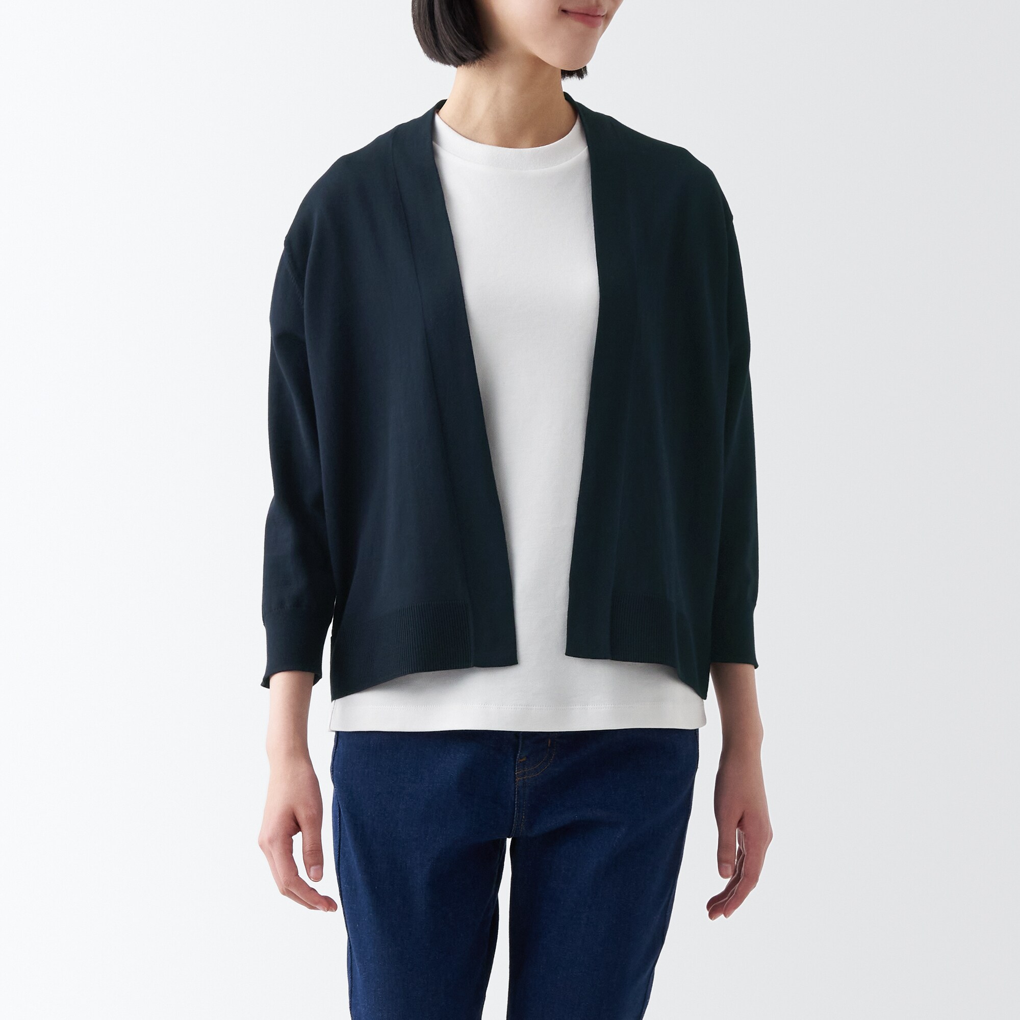 ＵＶカット強撚ショートカーディガン（七分袖）