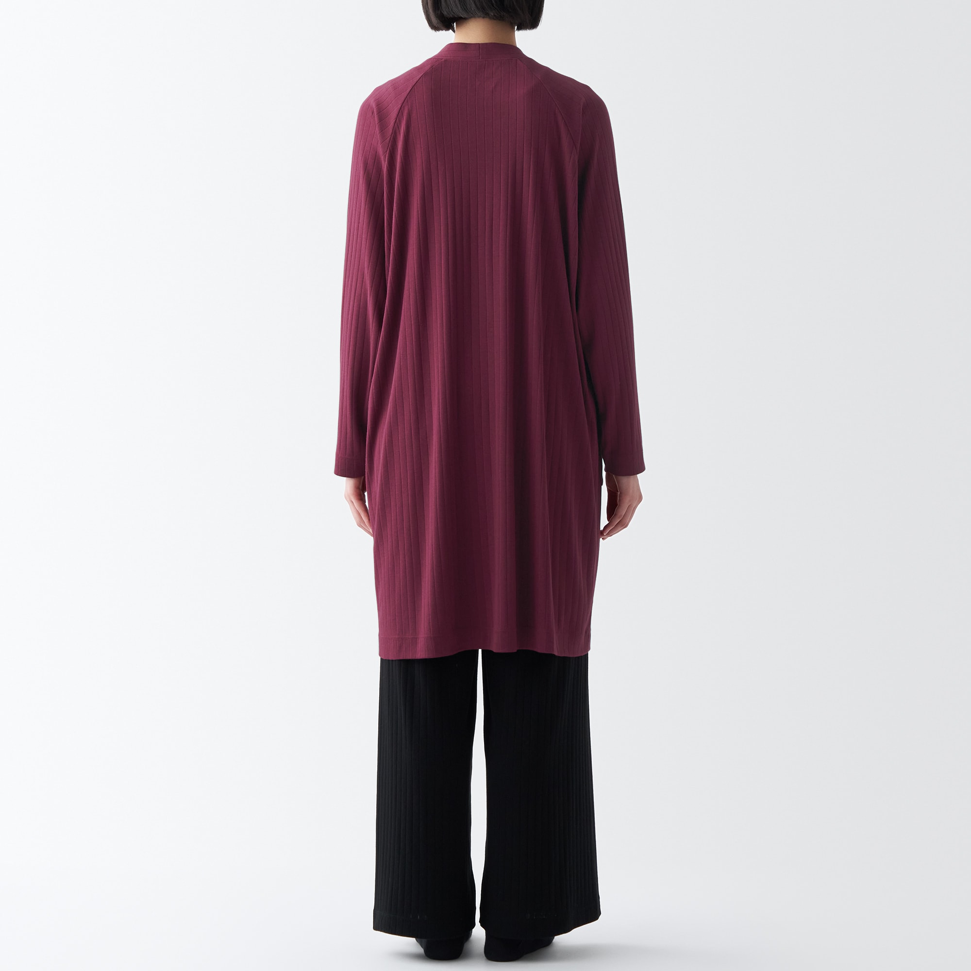 ワイドリブ　ロングカーディガン