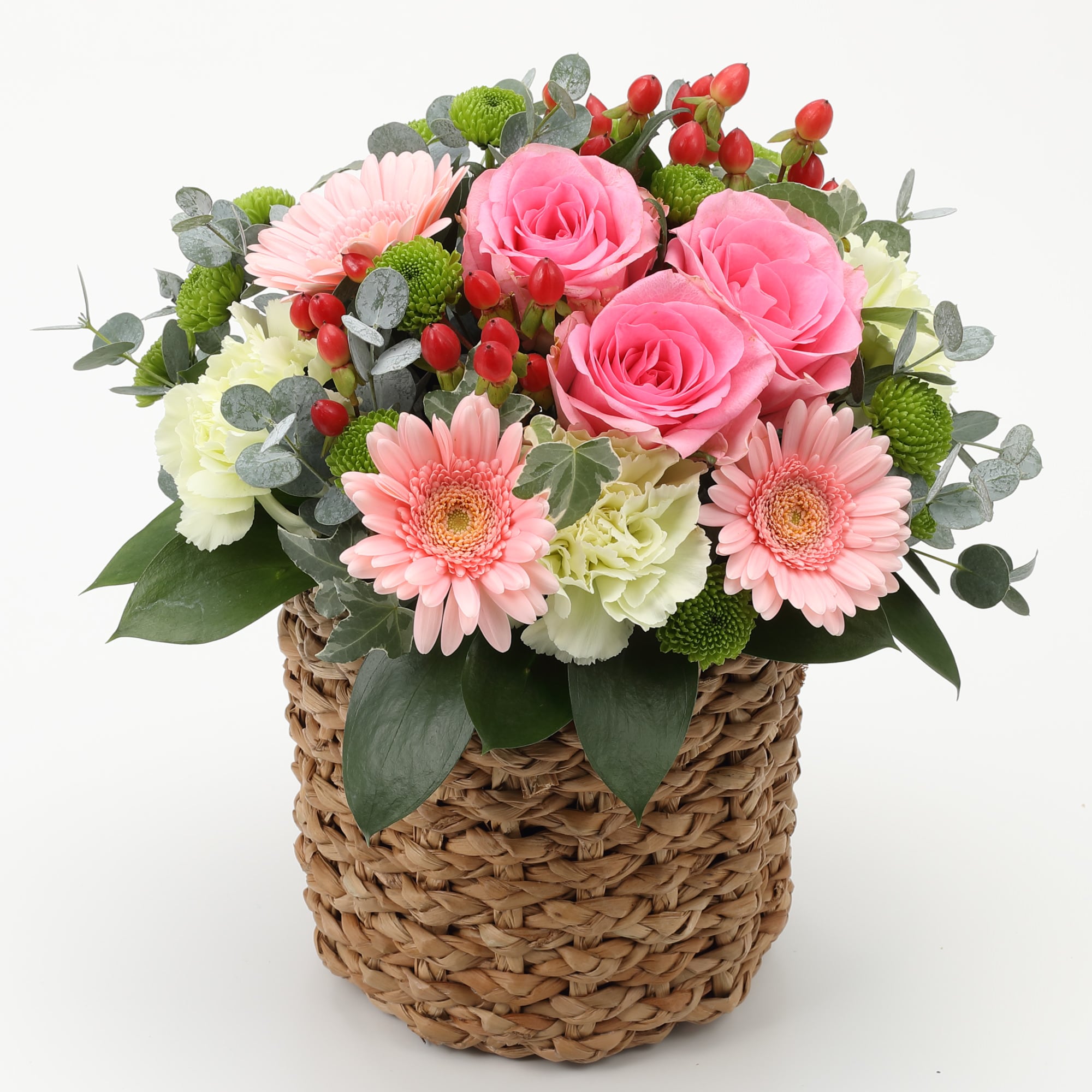 バラとガーベラのアレンジＬ　ピンク