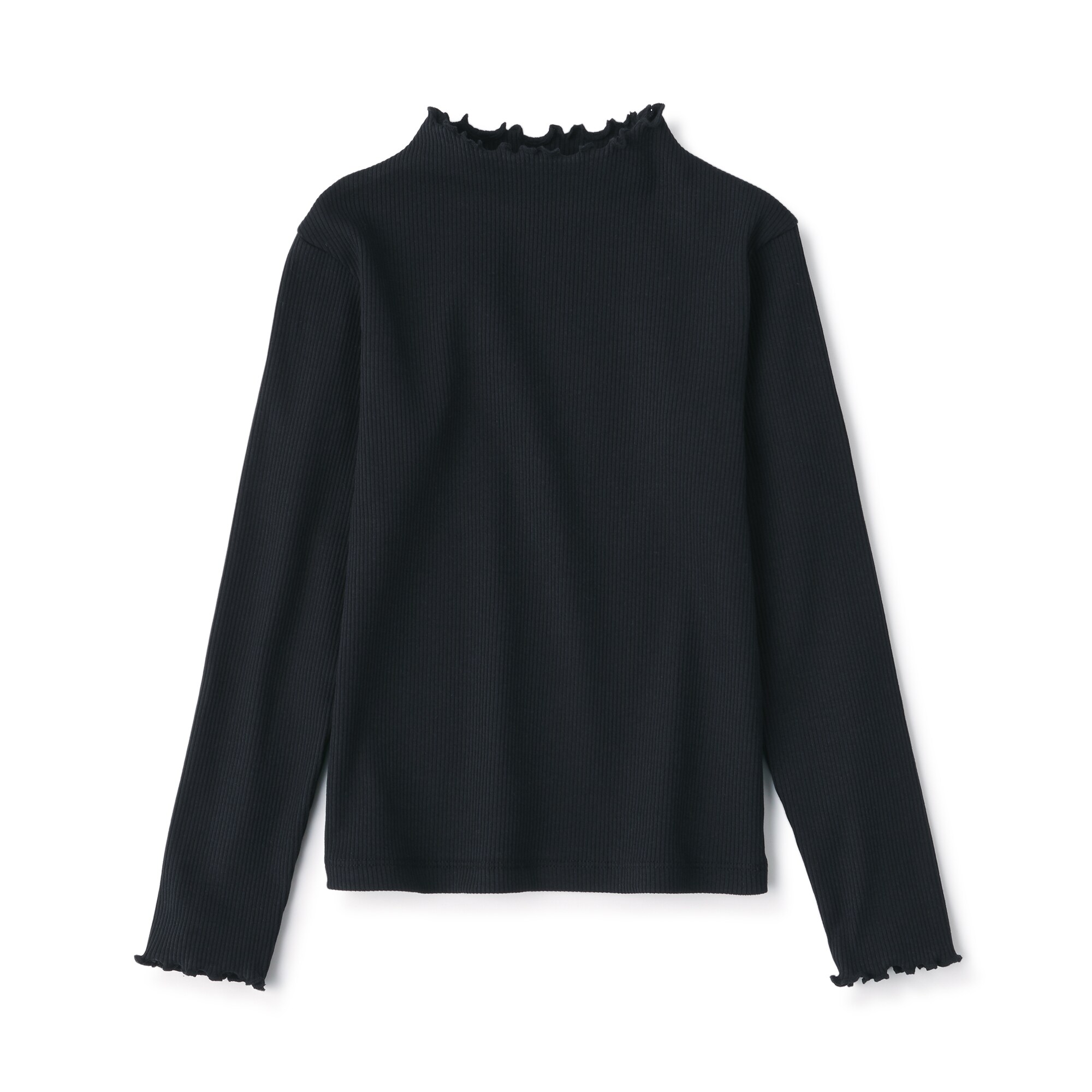 キッズ　ストレッチリブ編みモックネック長袖Ｔシャツ