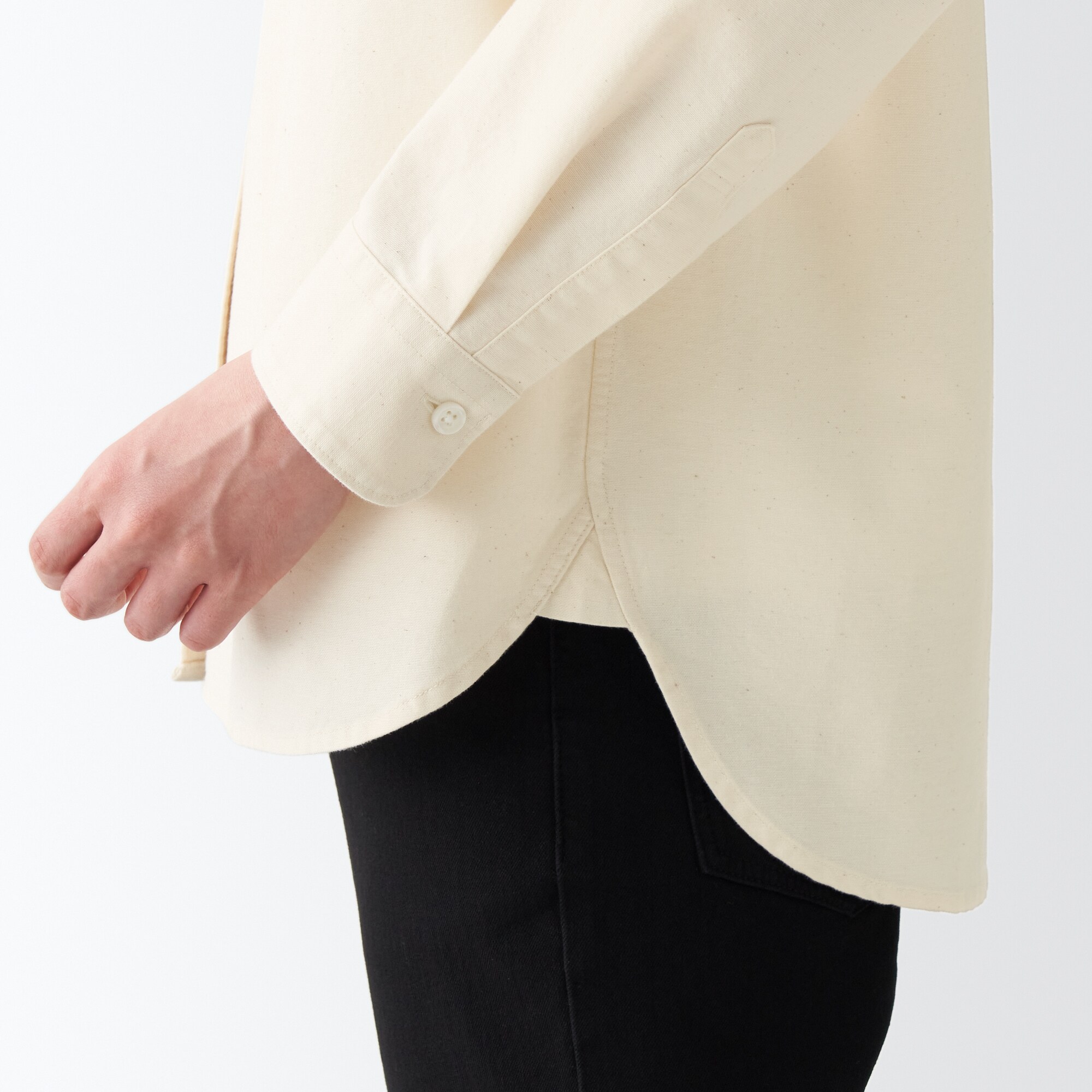 洗いざらしオックススタンドカラーシャツ