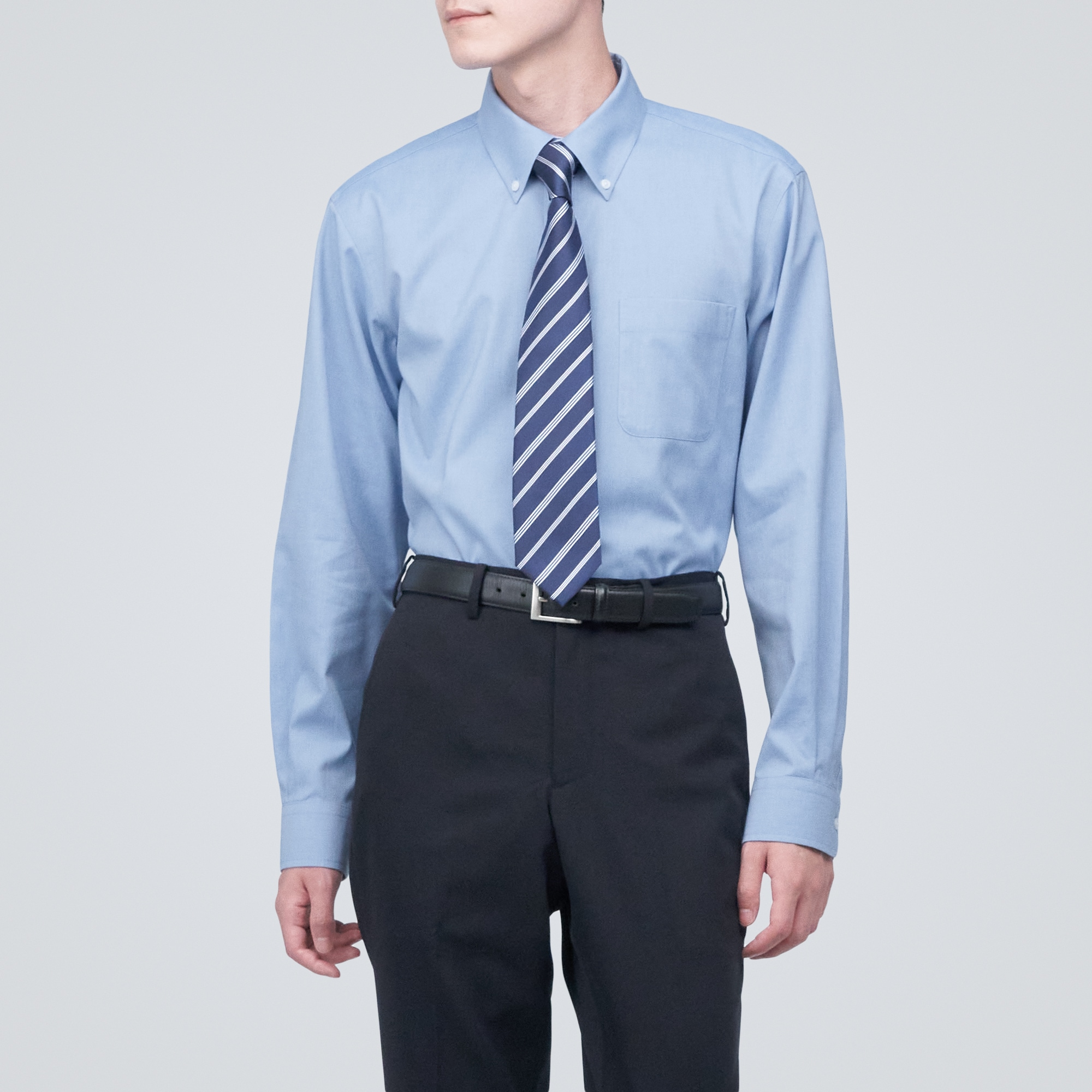 ノンアイロンビジネスボタンダウン長袖シャツ