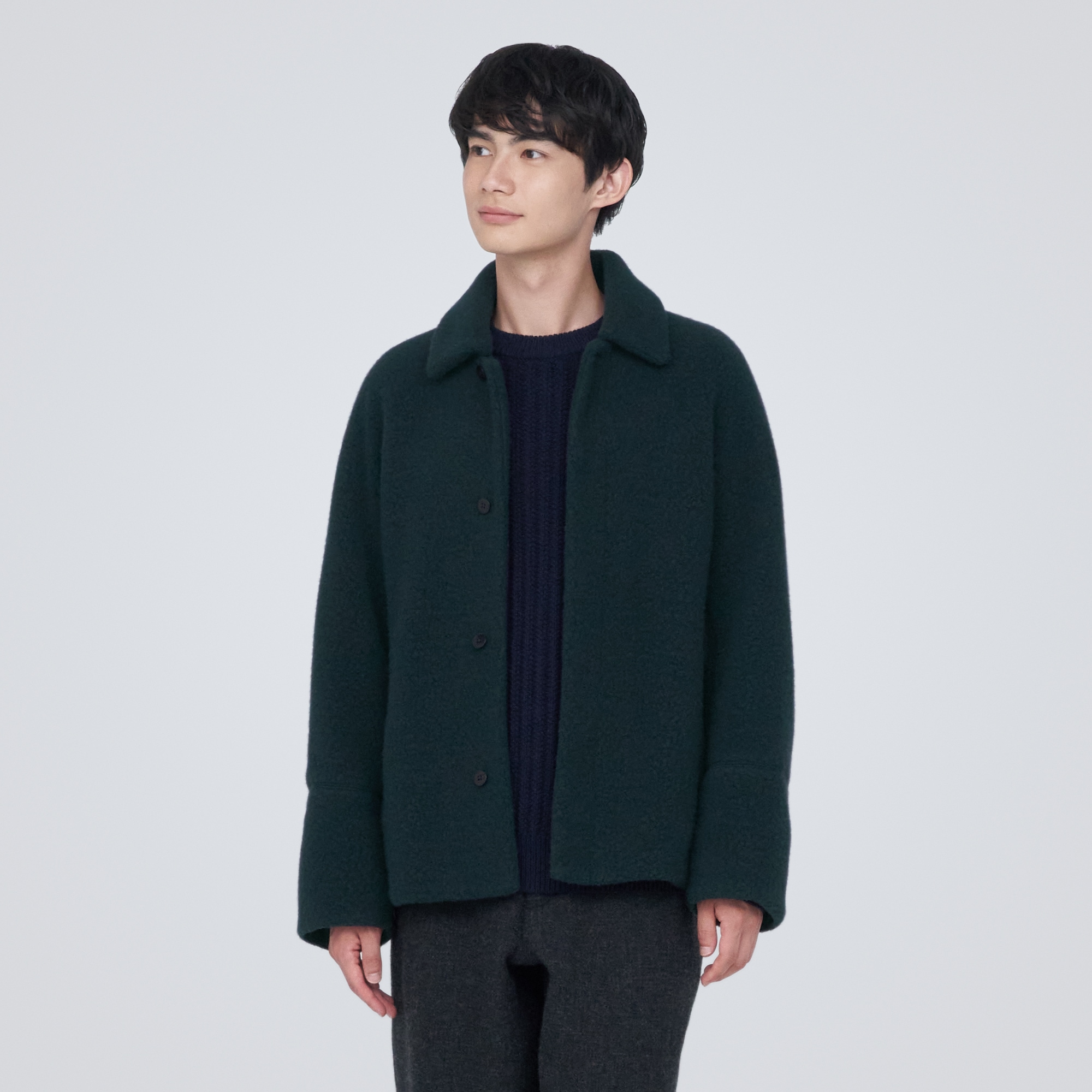 再生ウール混ボアコート（紳士）