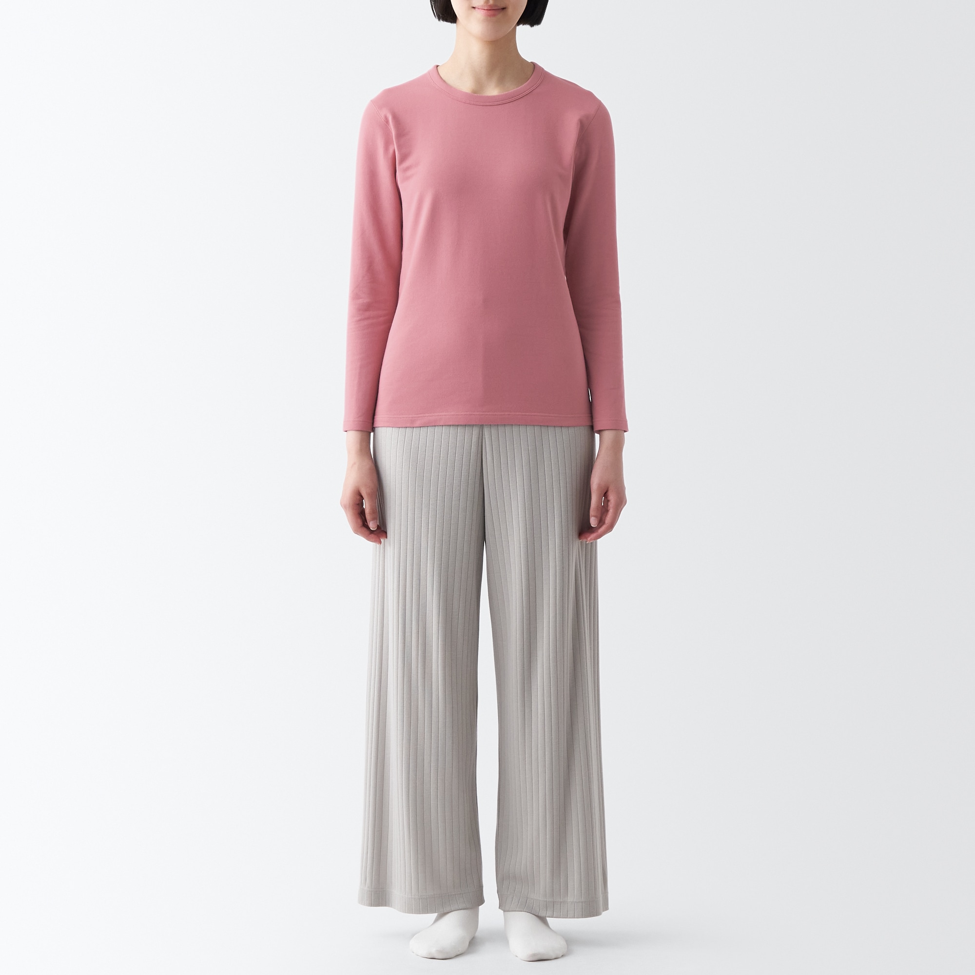 あったか綿　厚手　クルーネック長袖Ｔシャツ