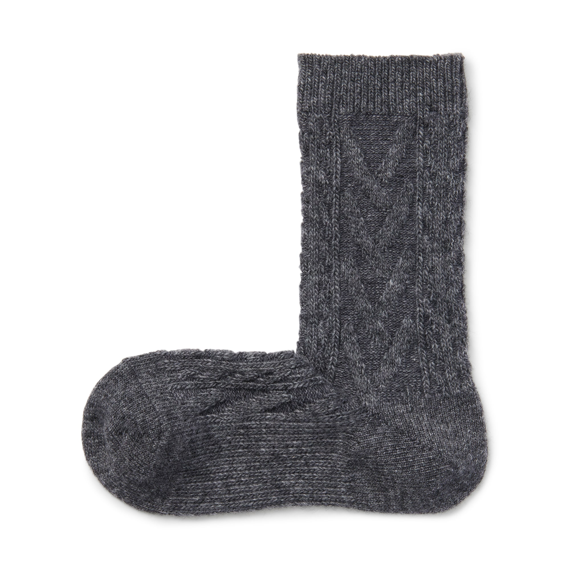 足なり直角　履き口やわらか　ヤク混　アラン柄靴下（婦人）