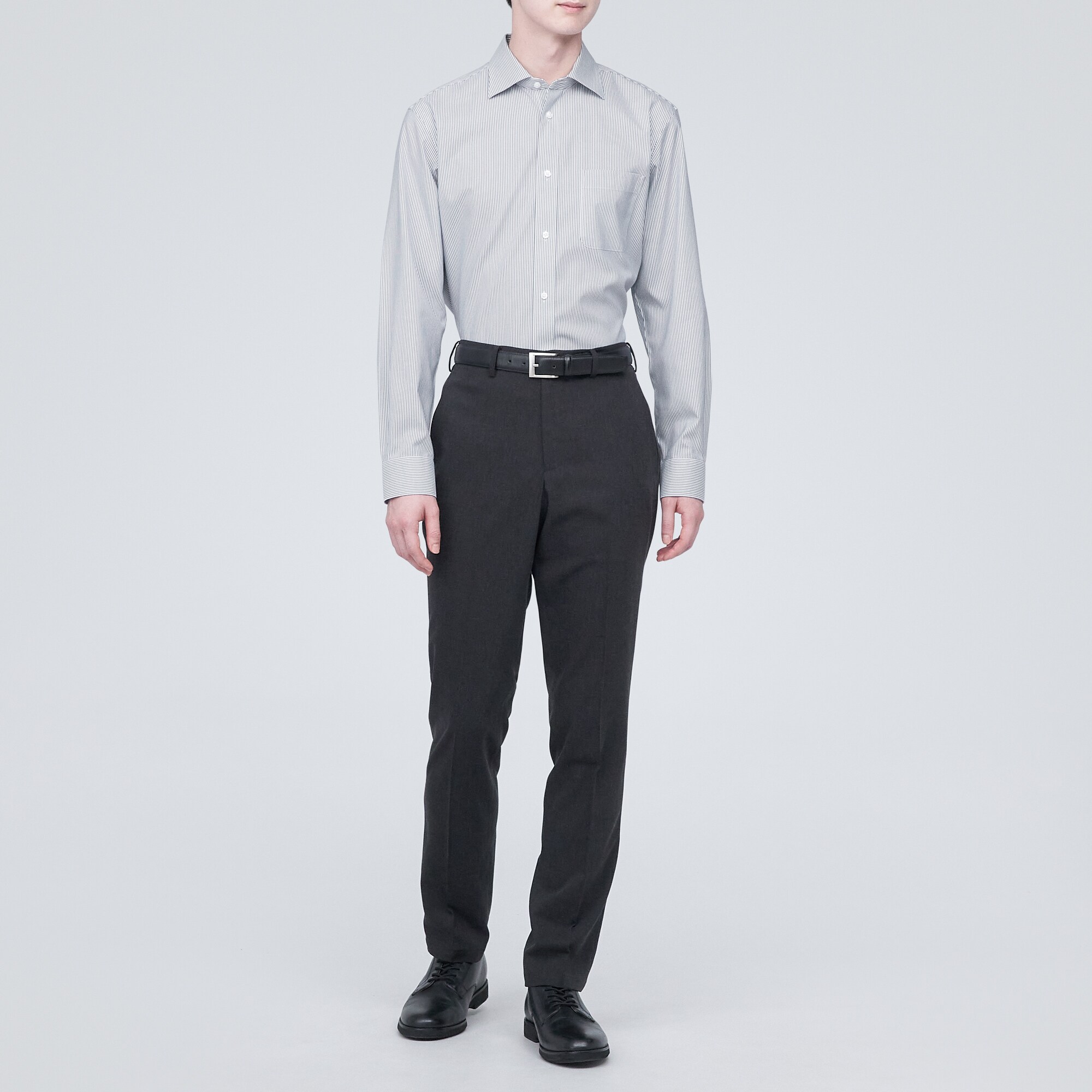 ノンアイロンビジネスセミワイドカラー長袖シャツ