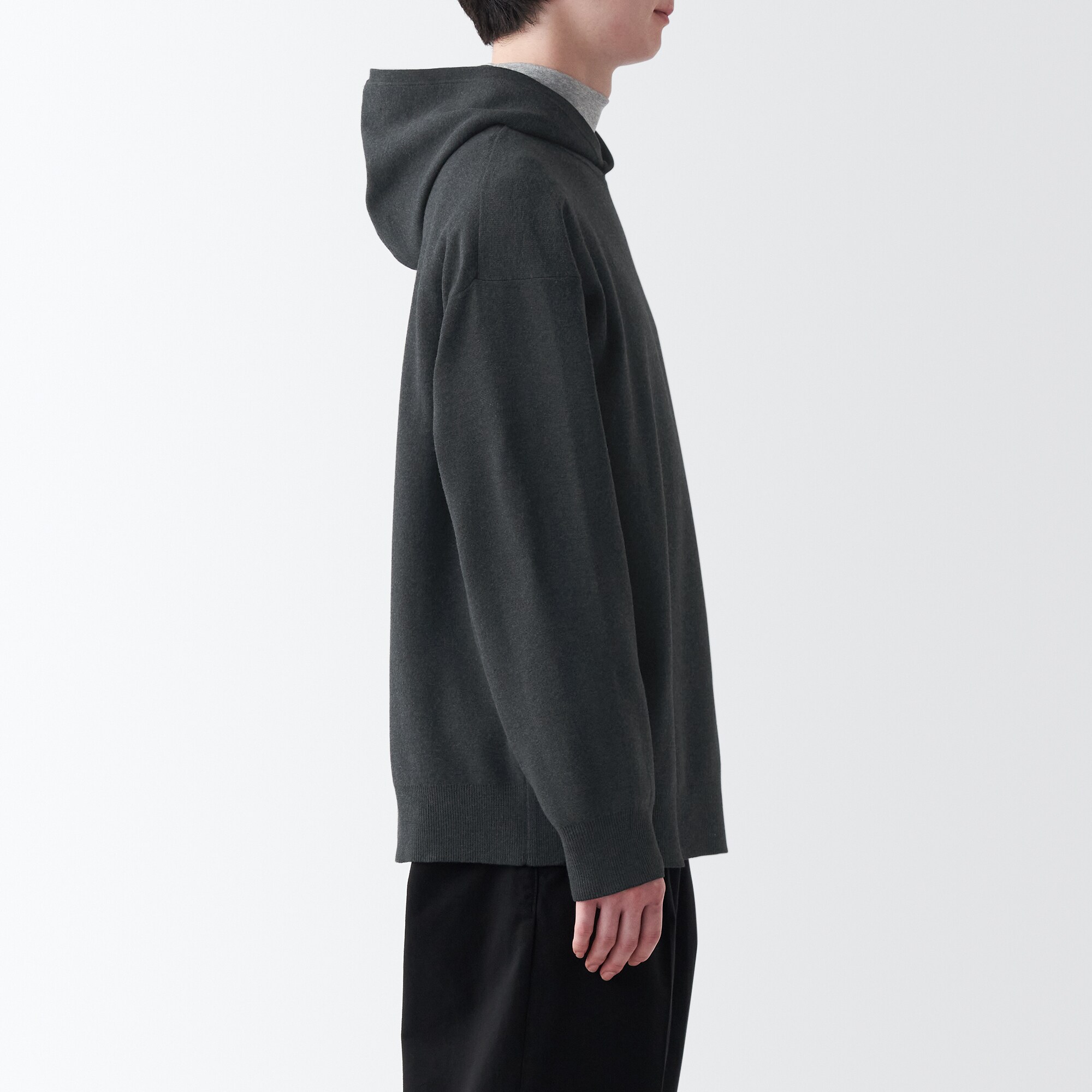 洗えるミラノリブ編みワイドプルパーカ（紳士）