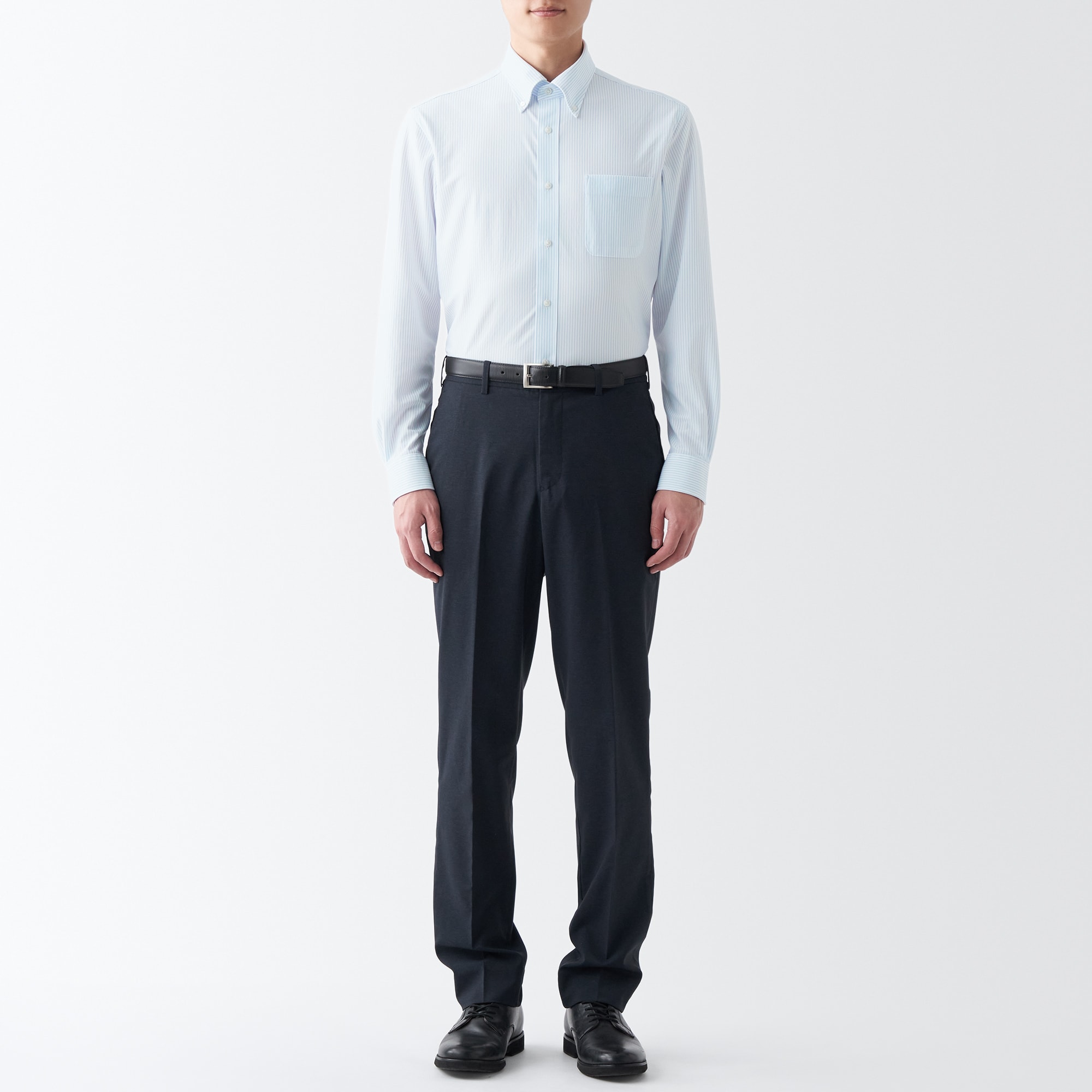 ノンアイロンジャージーボタンダウン長袖シャツ