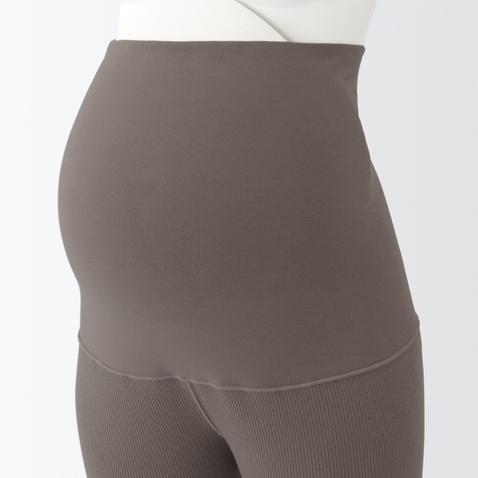 ストレッチリブ編み　腹巻つきレギンス（十分丈）