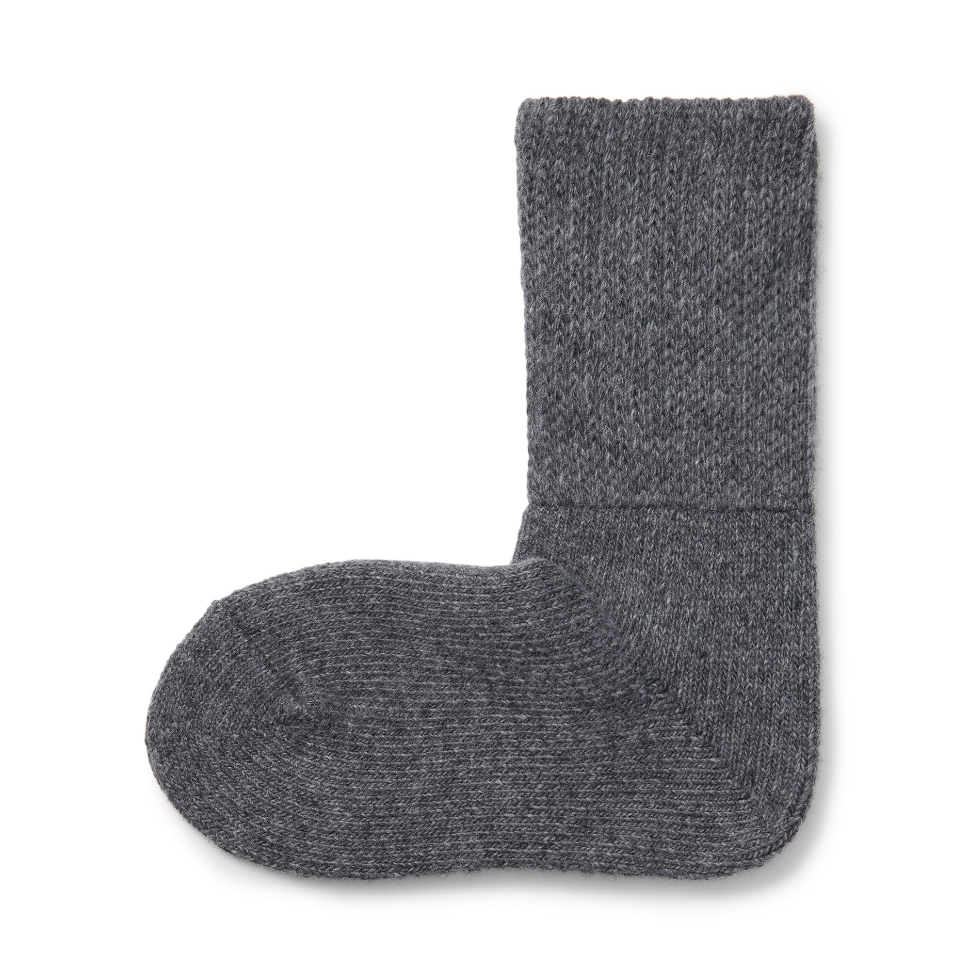 足なり直角　履き口やわらか　ヤク混　ルームソックス