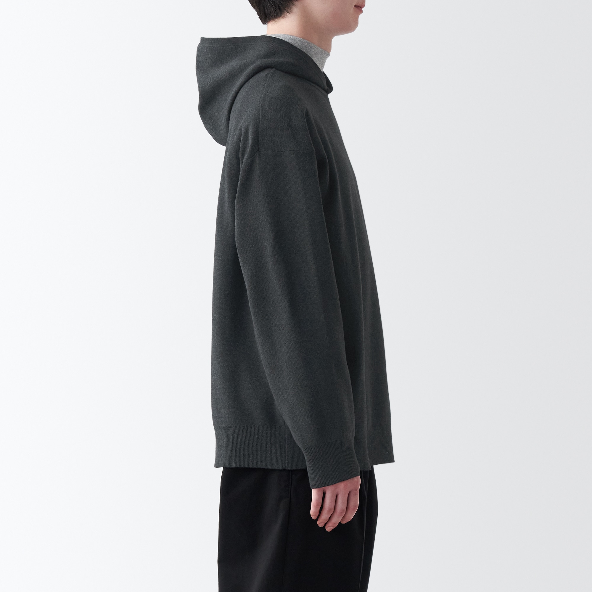 洗えるミラノリブ編みワイドプルパーカ（紳士）