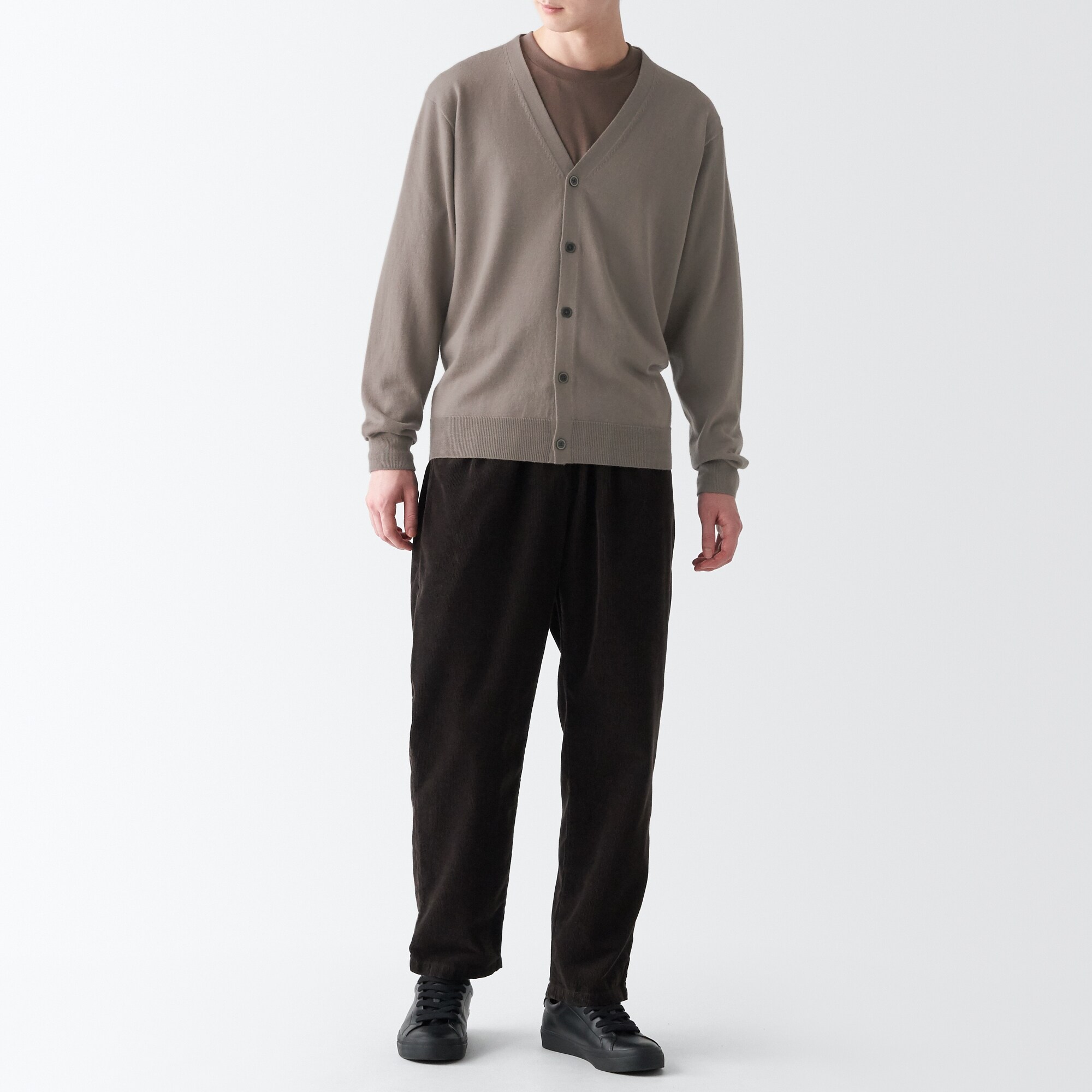 洗えるウールハイゲージＶネックカーディガン