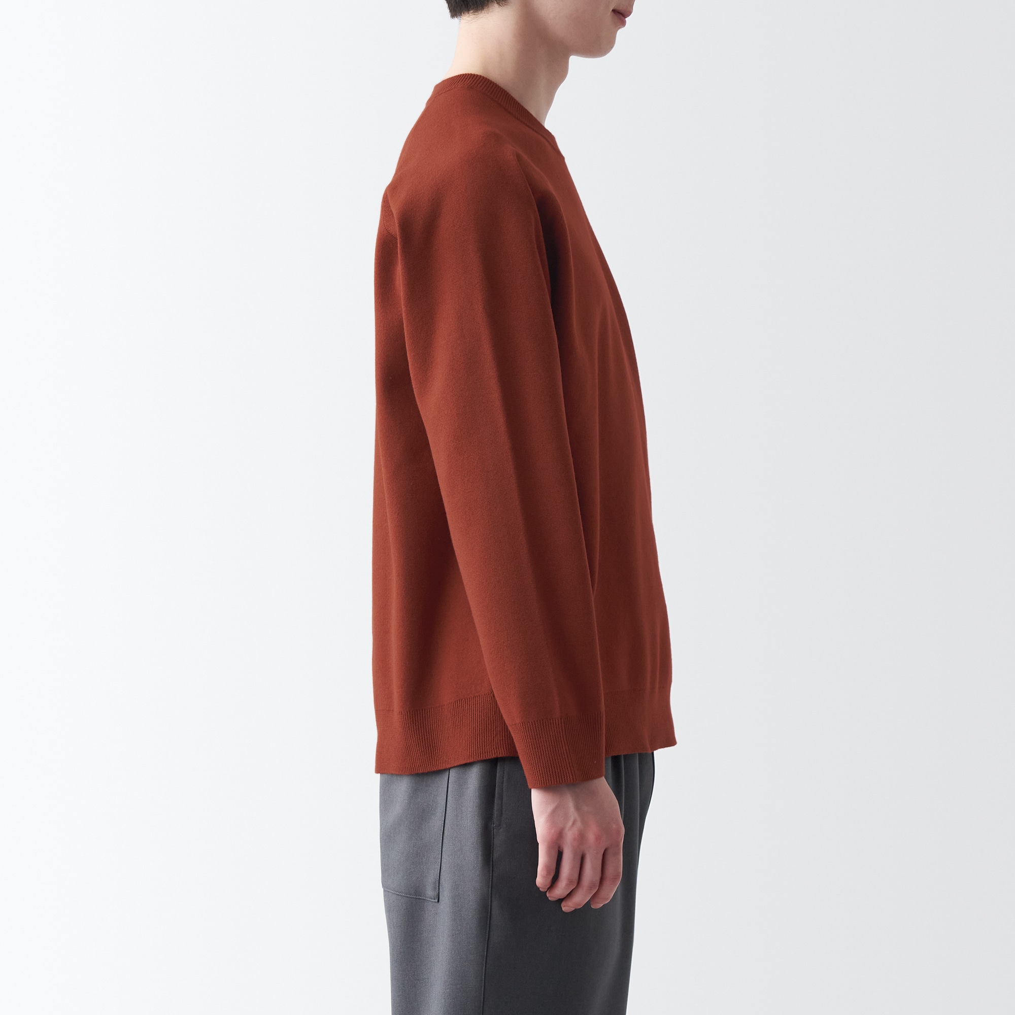 洗えるミラノリブ編みクルーネックワイドセーター（紳士）