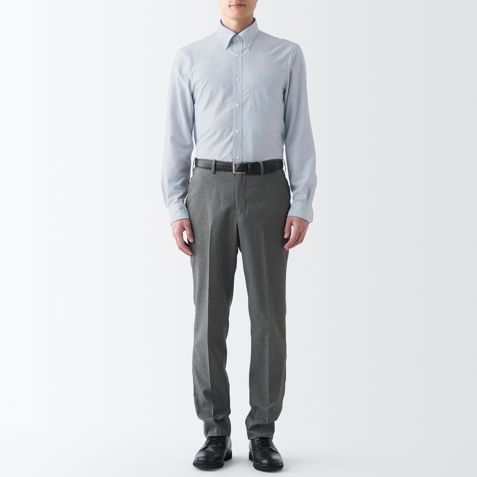 ノンアイロンジャージーボタンダウン長袖シャツ