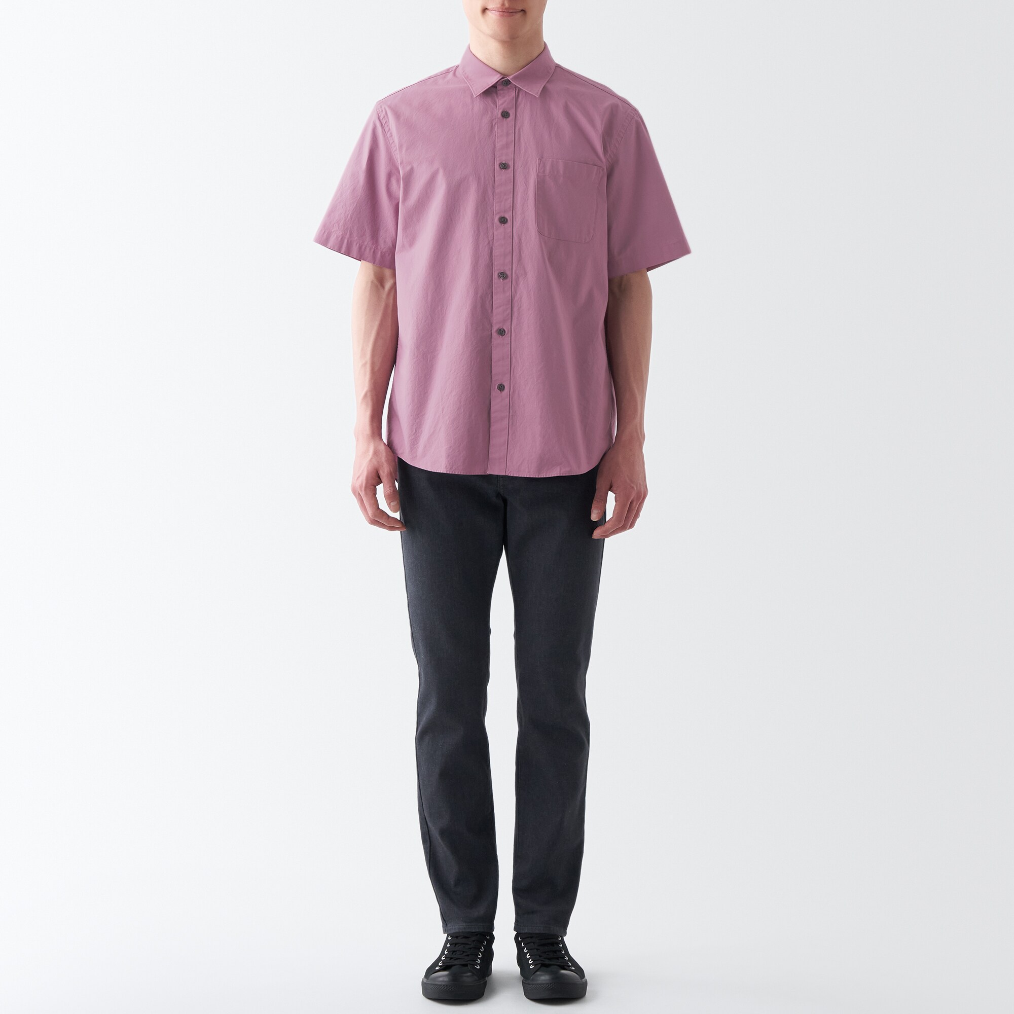 洗いざらしブロード半袖シャツ