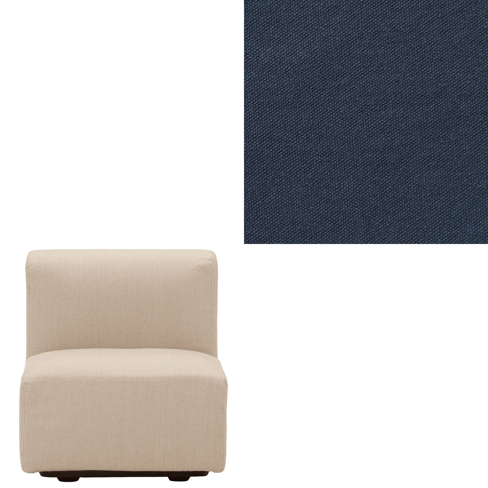 【カバー】洗いざらしの綿帆布ユニットソファアームレス・小用カバー／生成