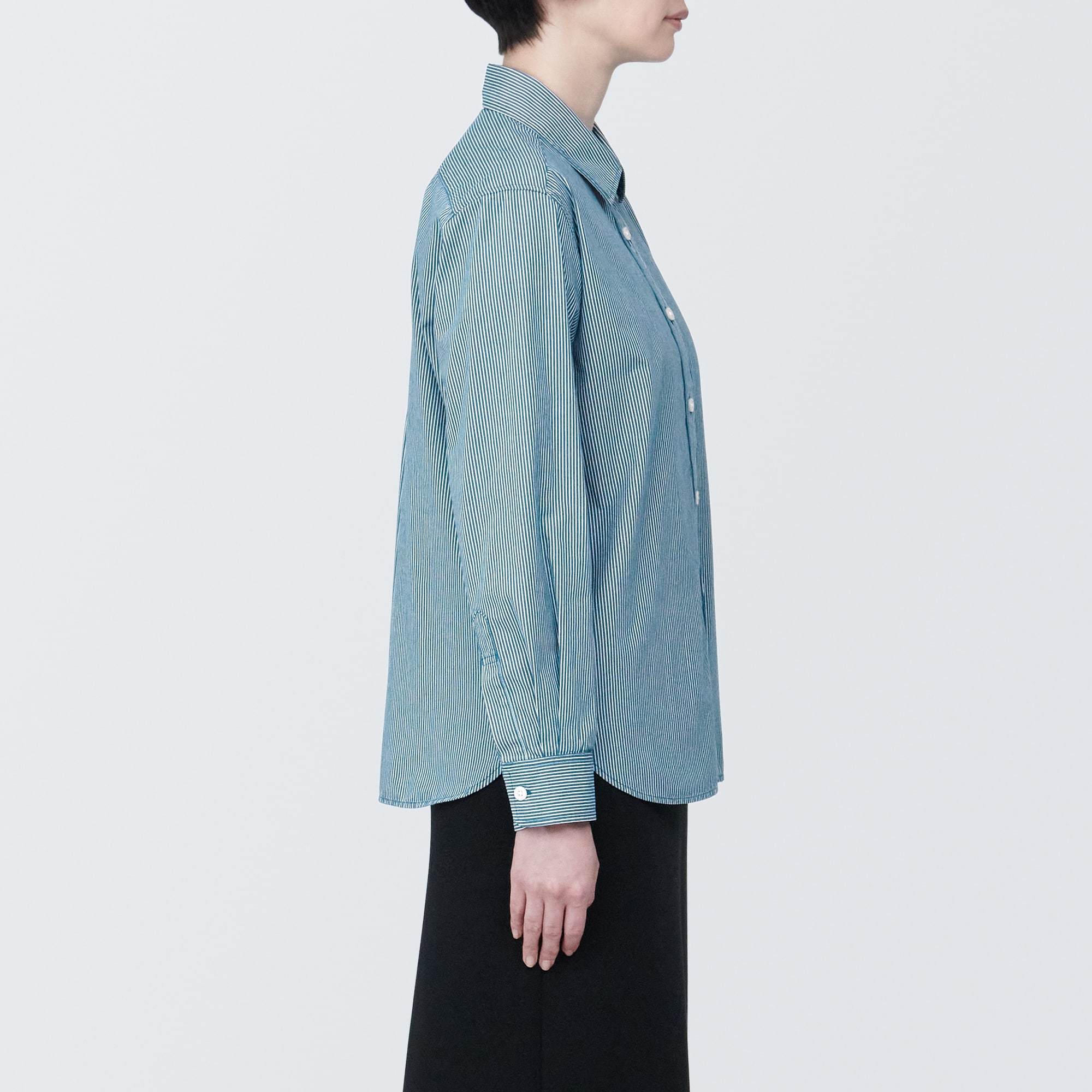 婦人　洗いざらし　ブロードレギュラーカラー長袖シャツ