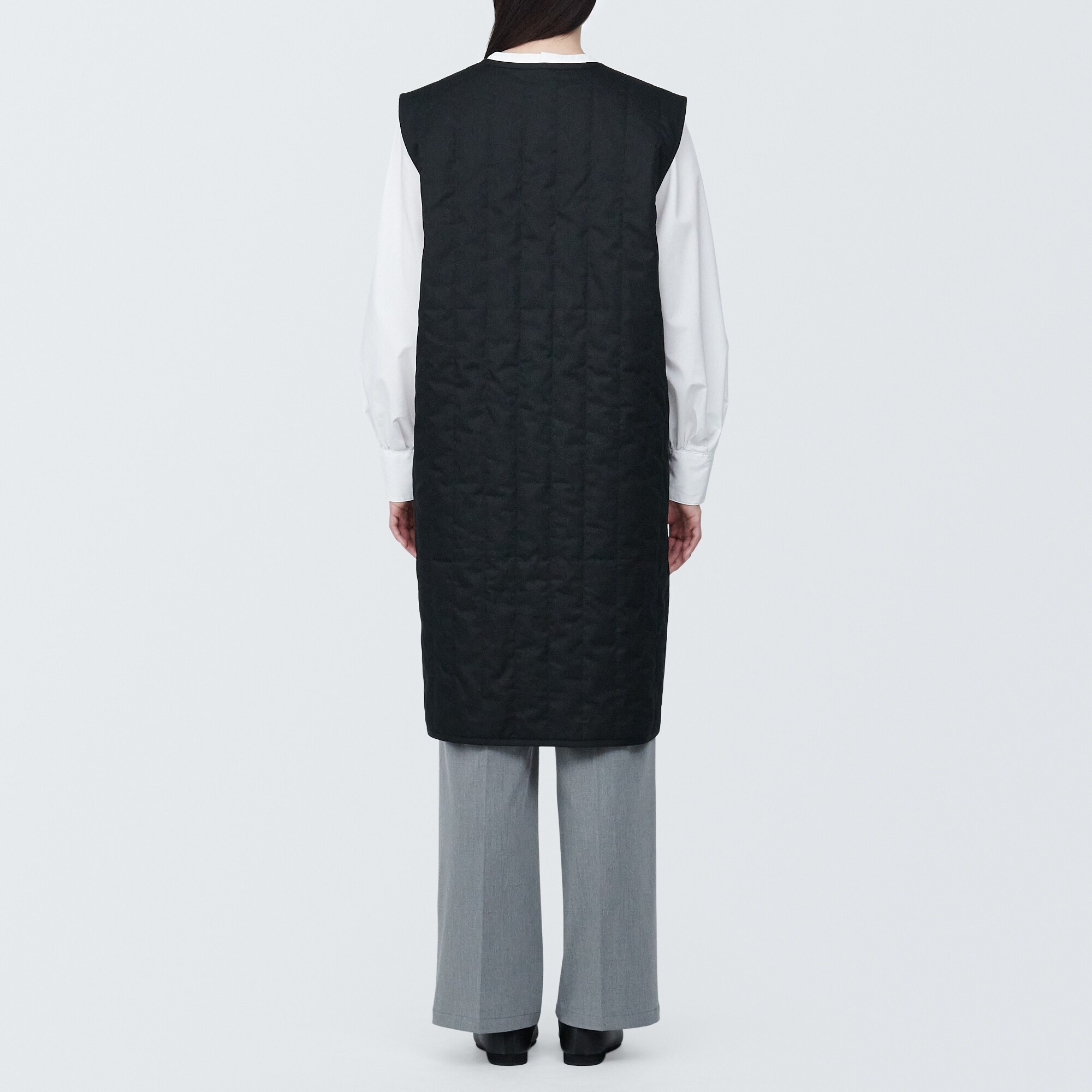 婦人　木の実から作ったカポック混中わたロングジレ