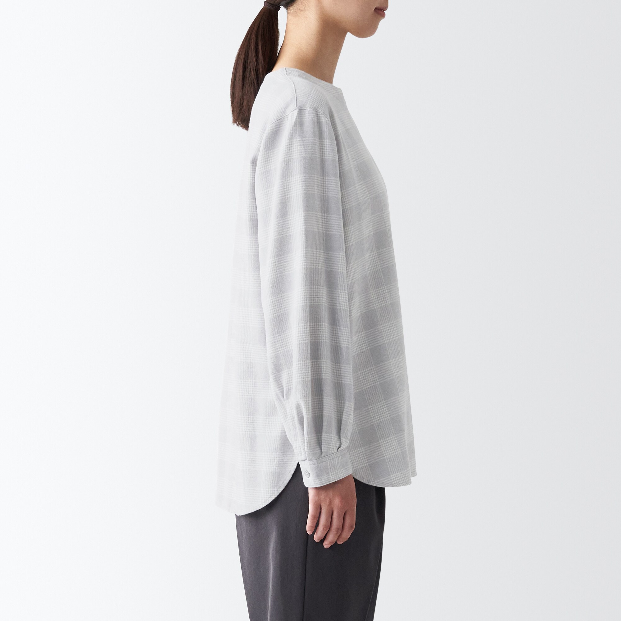 両面起毛フランネル長袖ブラウス