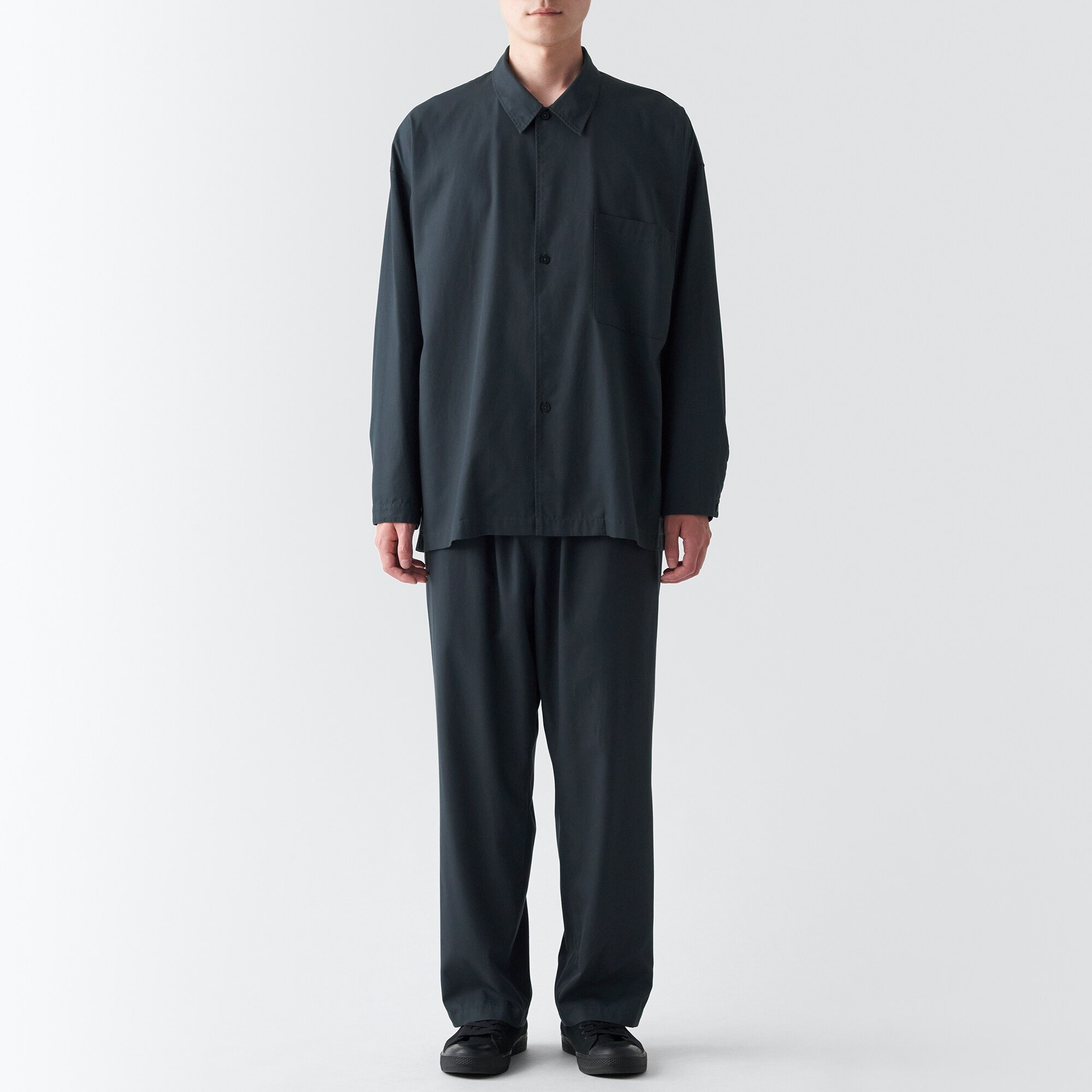 洗いざらしリヨセル混レギュラーカラーシャツ