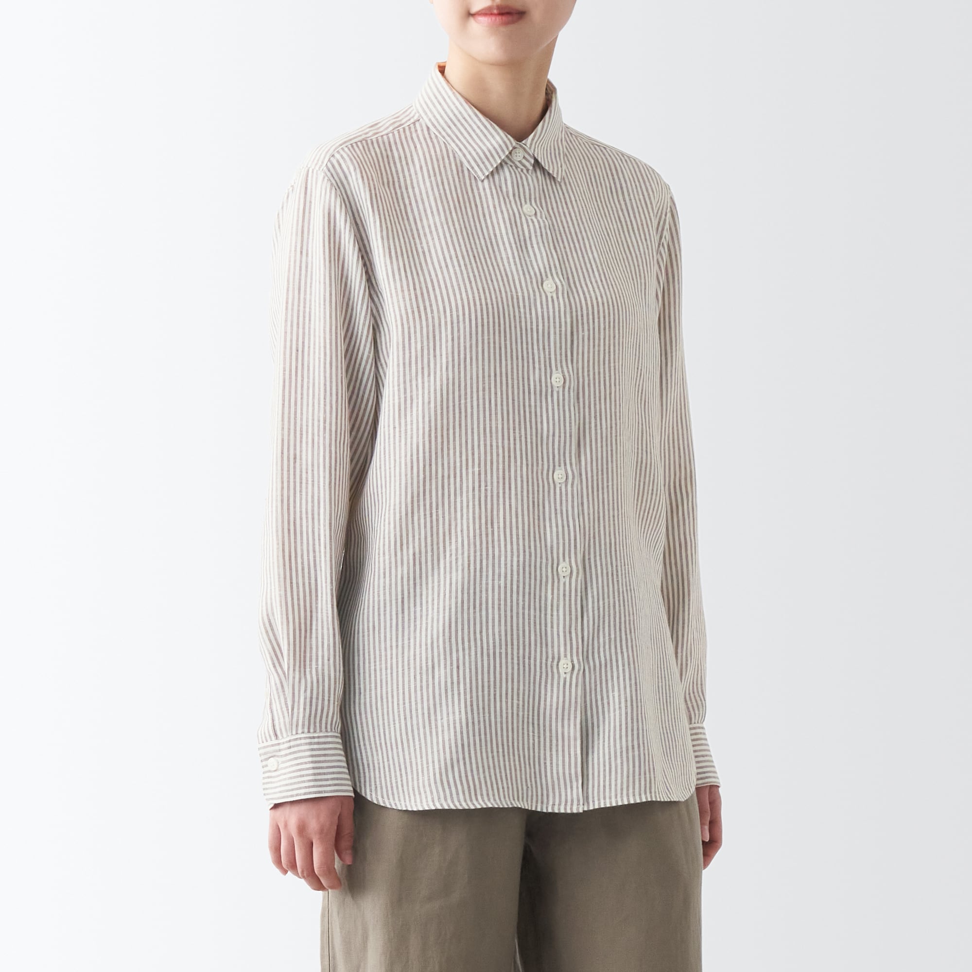 ヘンプ洗いざらしレギュラーカラー長袖シャツ