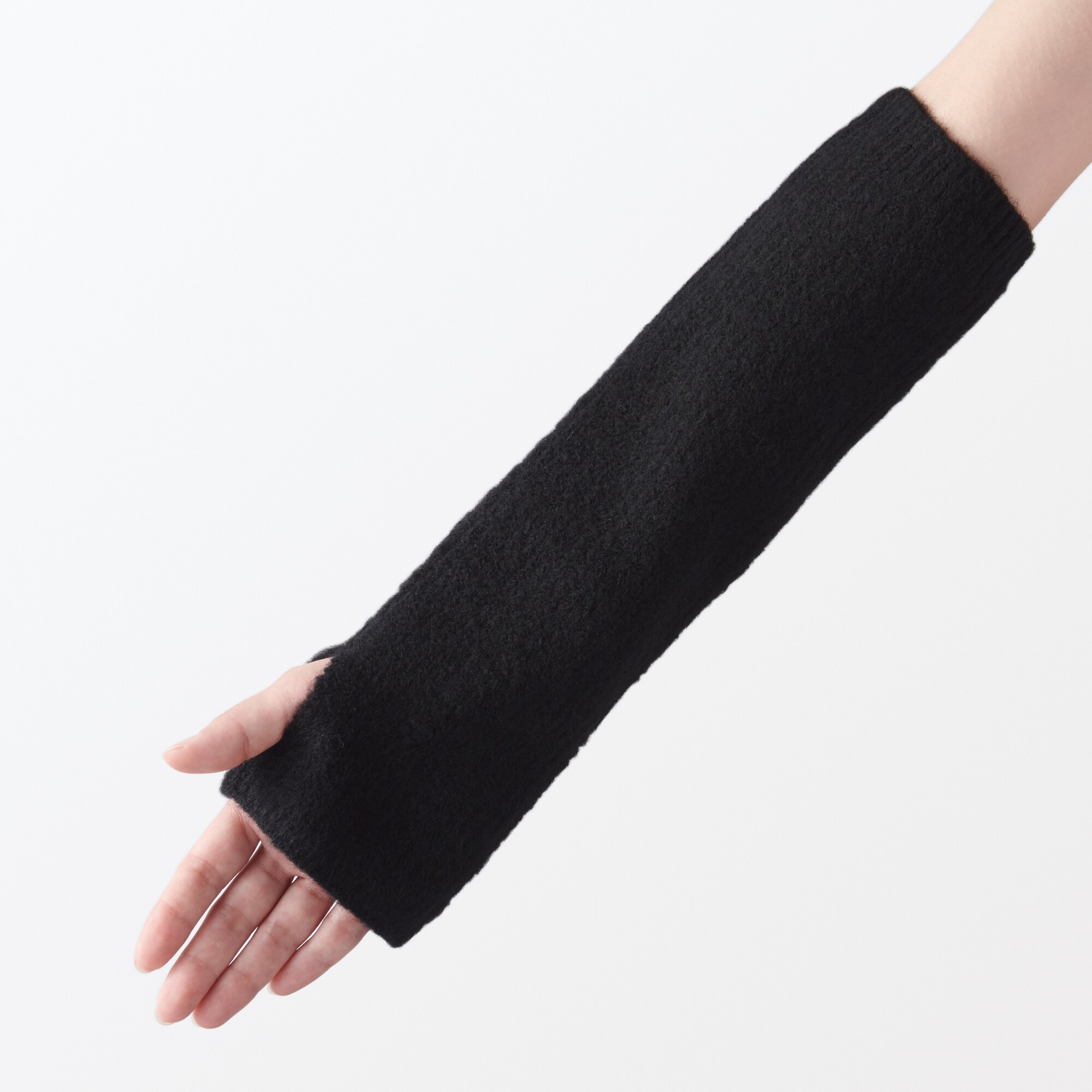 再生ポリエステル混　リブ編み　足にも使えるアームウォーマー