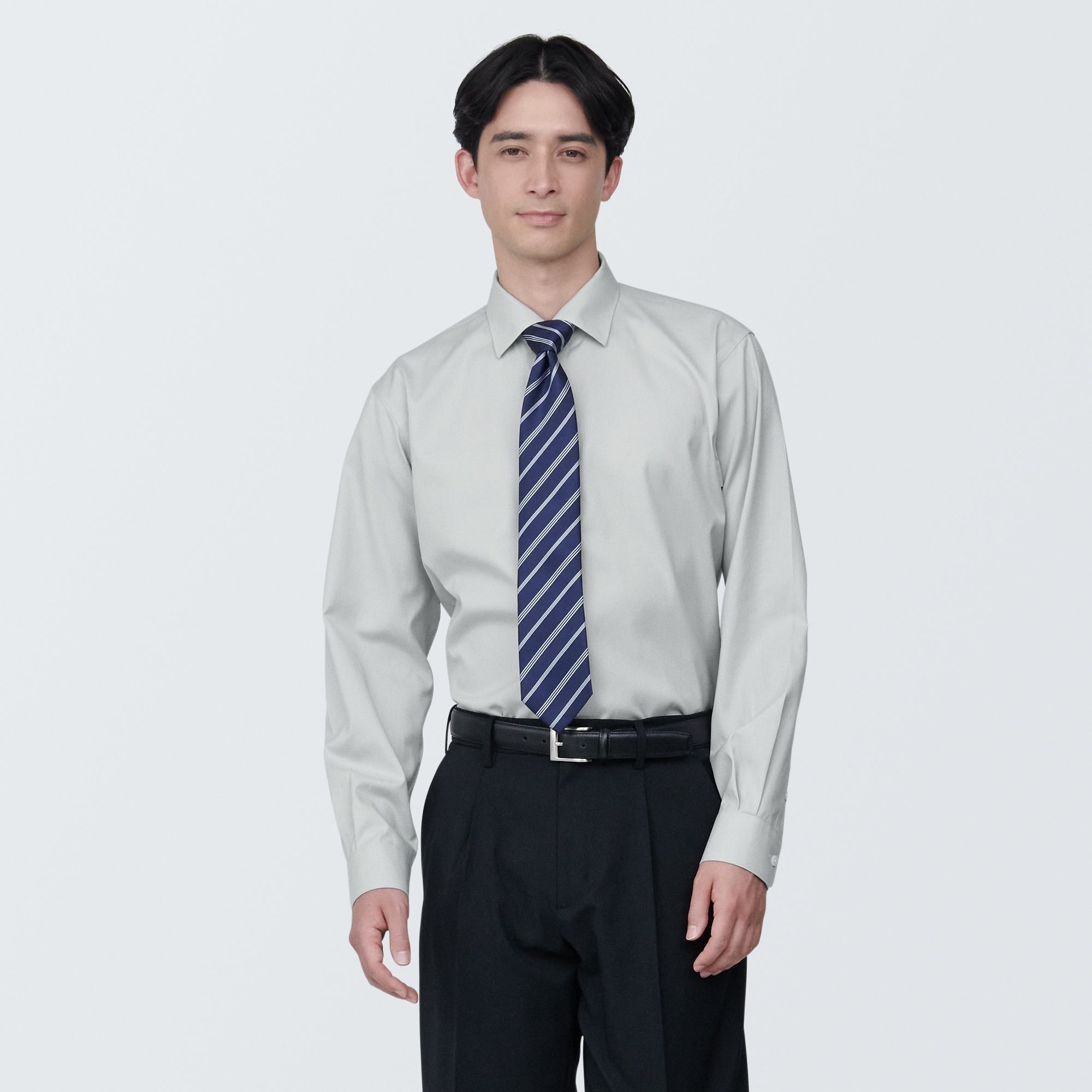 紳士　ノンアイロンセミワイドカラー長袖シャツ