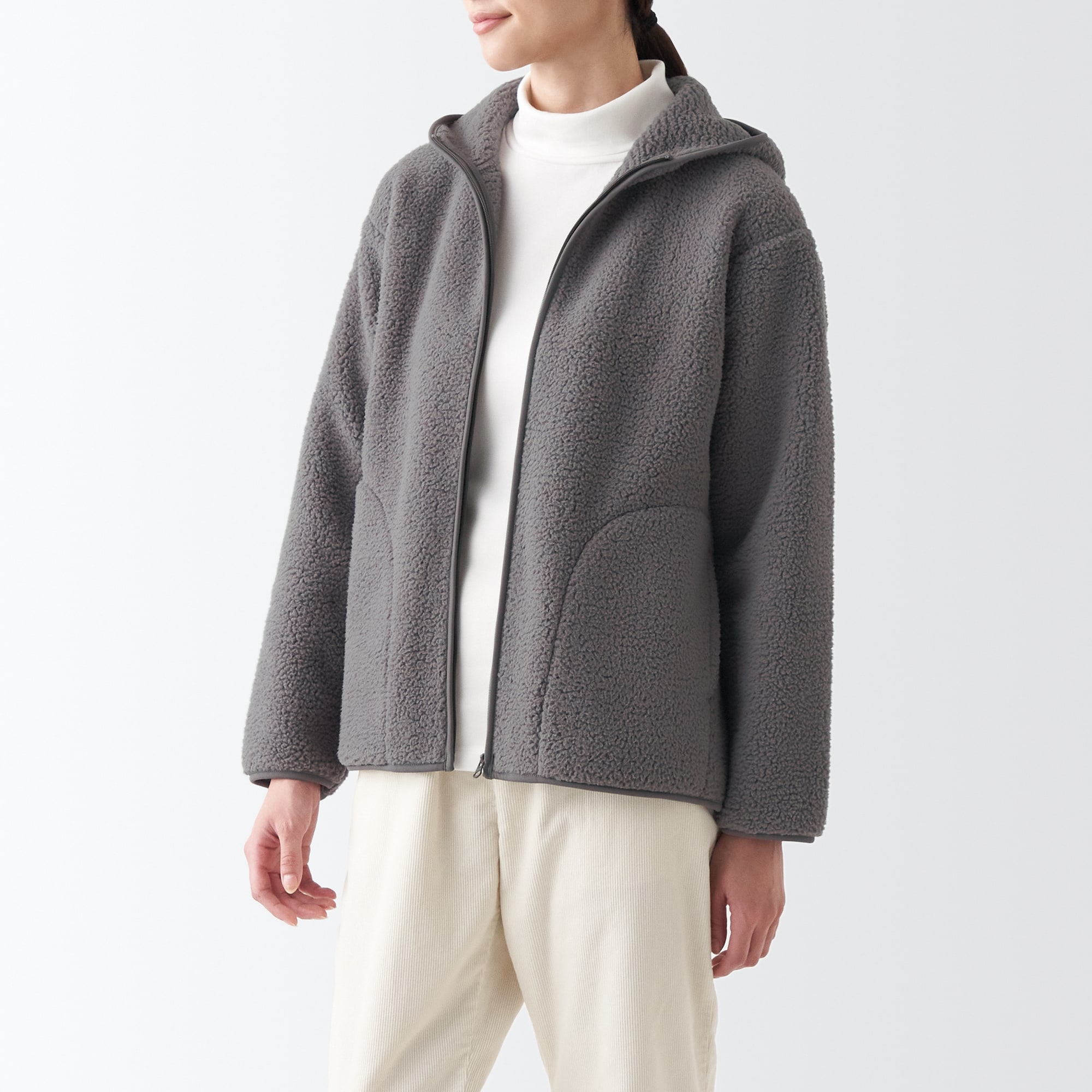 再生ポリエステルボアフリースパーカー