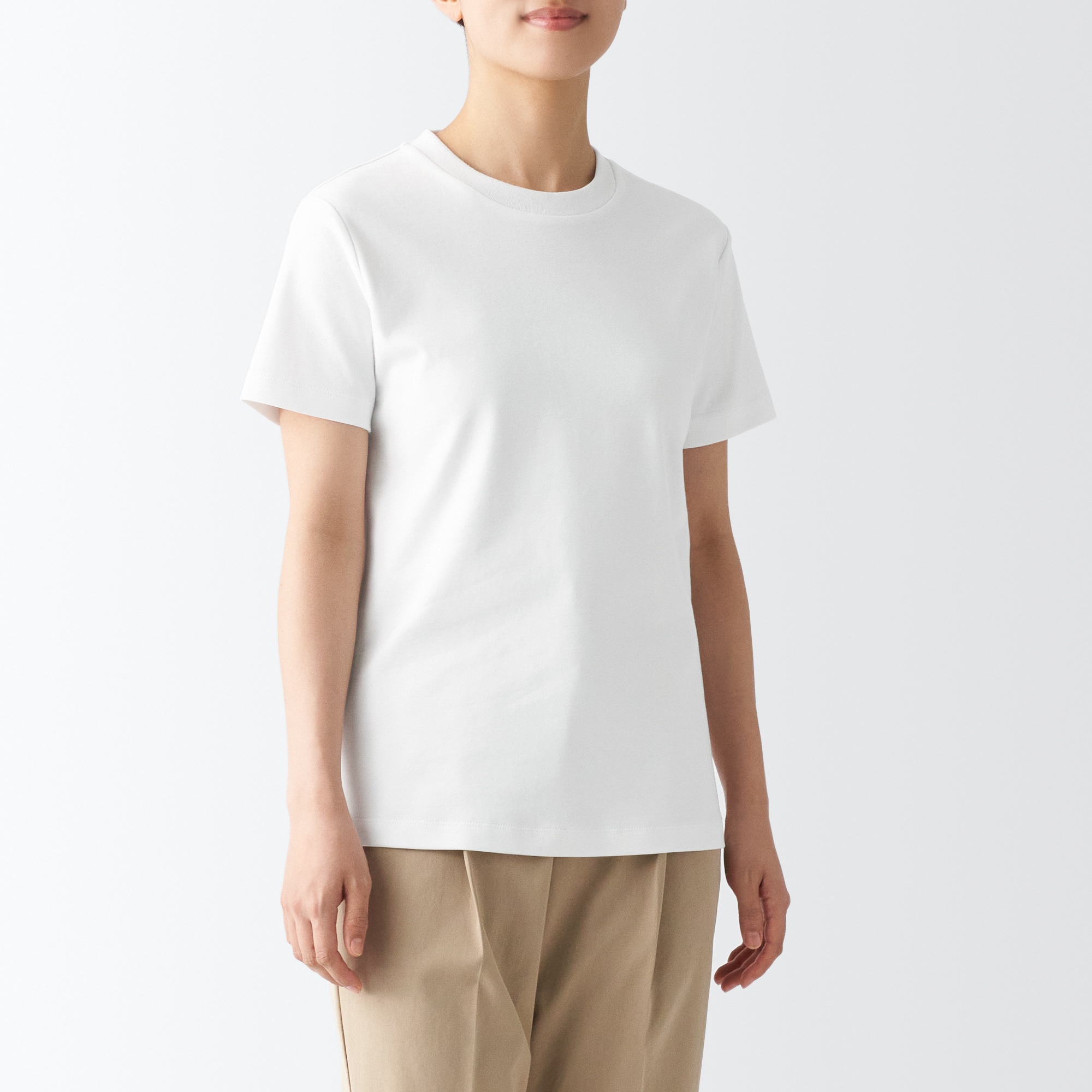 スムース編みクルーネック半袖Ｔシャツ