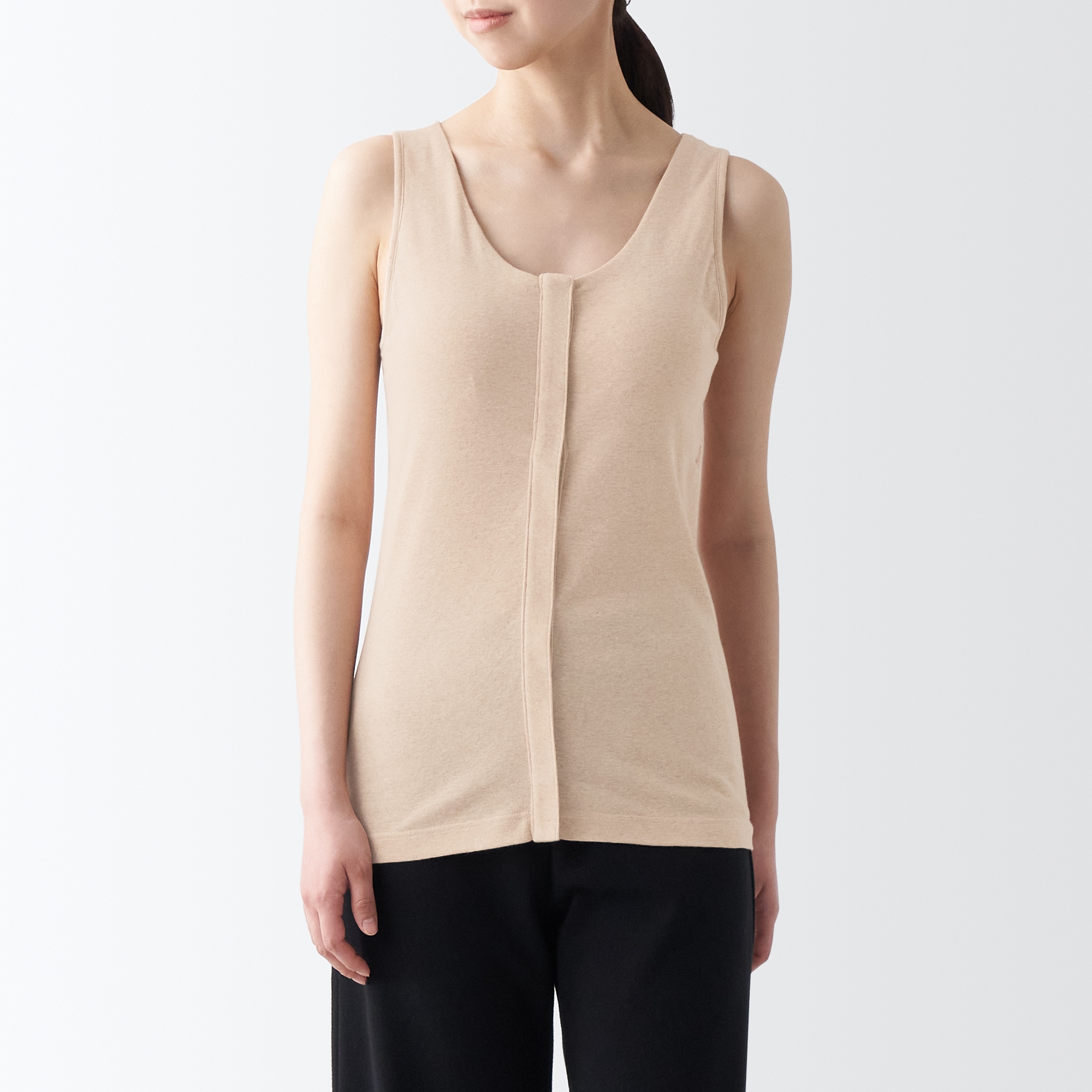無染色前開きカップ入りタンクトップ
