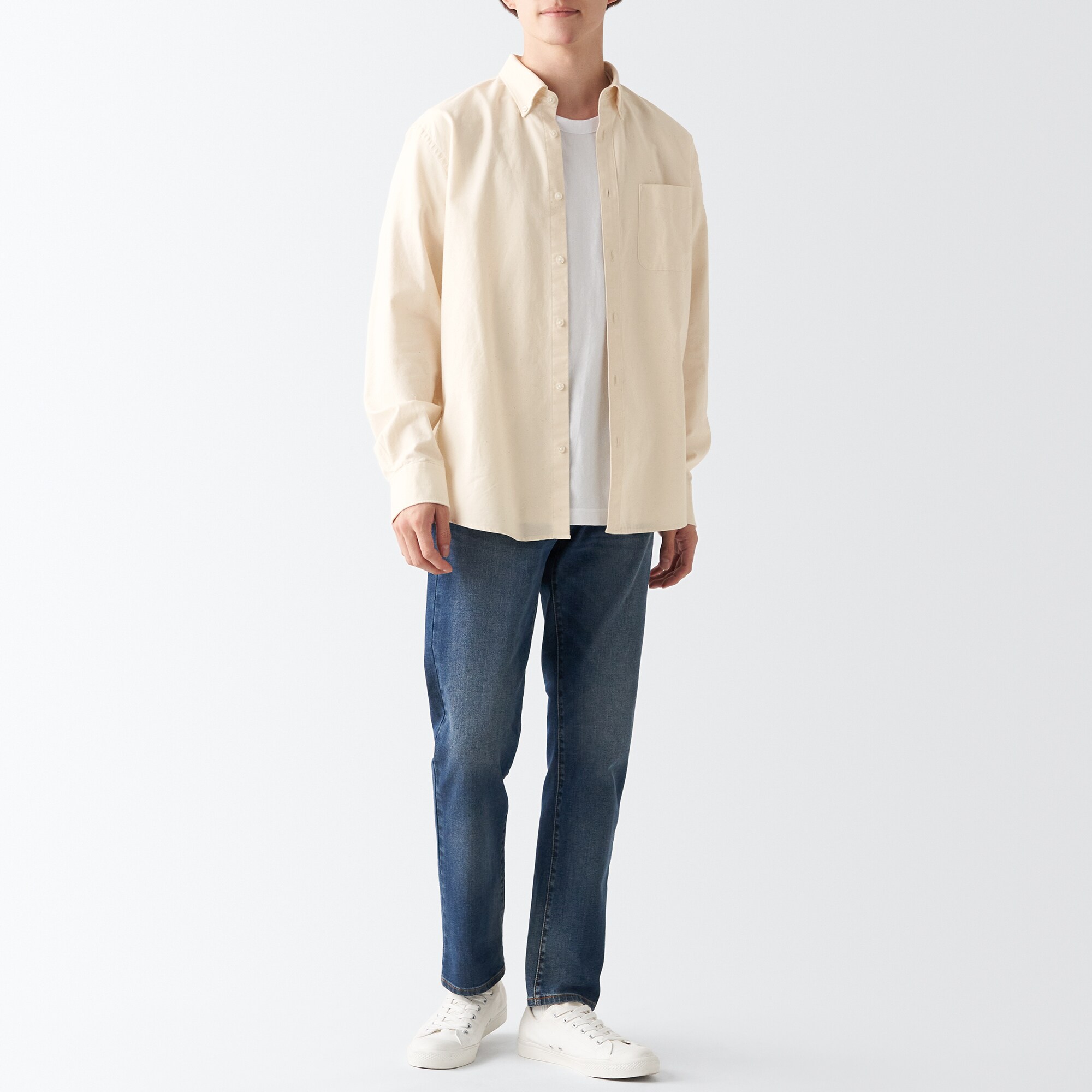 洗いざらしオックスボタンダウン長袖シャツ