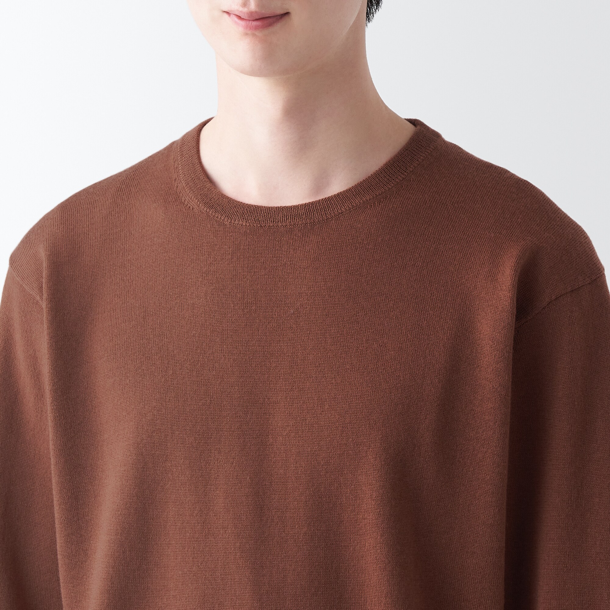 洗えるウールハイゲージクルーネックセーター