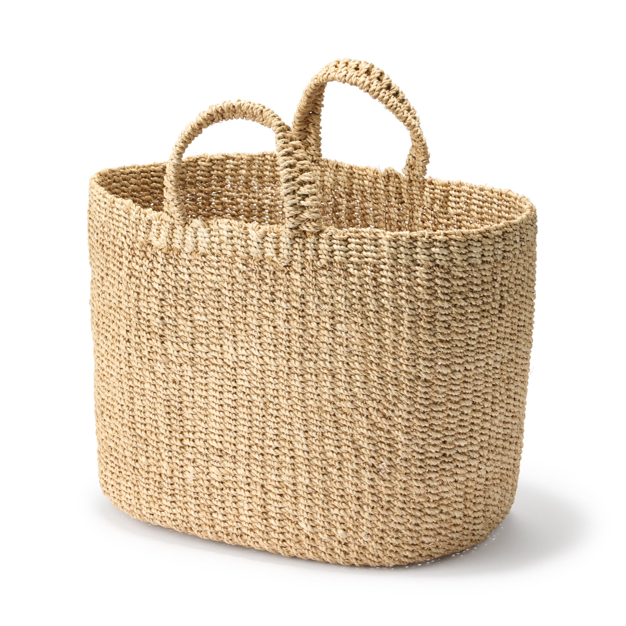 アバカ　持ち手付　オーバルバスケット　大