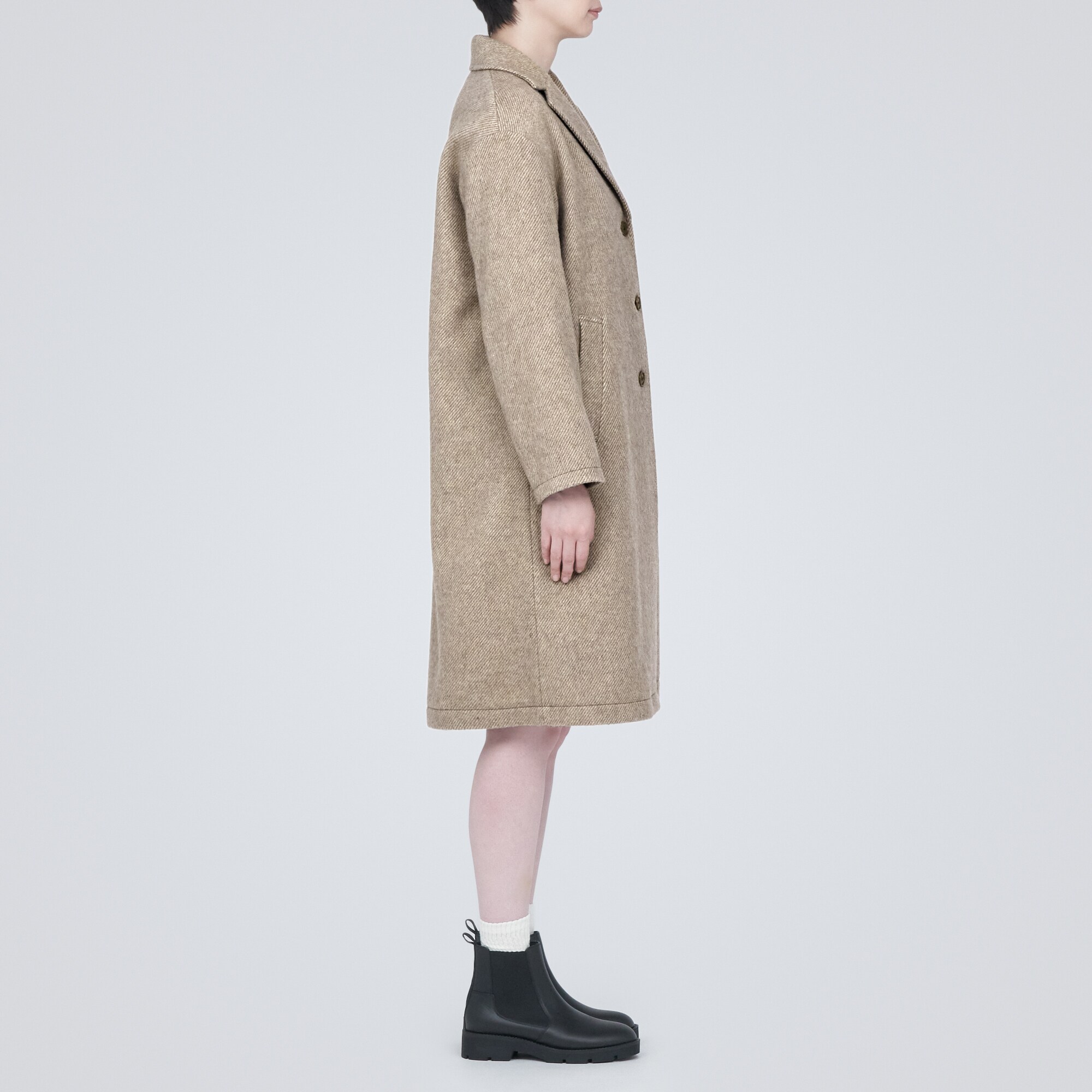再生ウール混チェスターコート（ライトベージュ）
