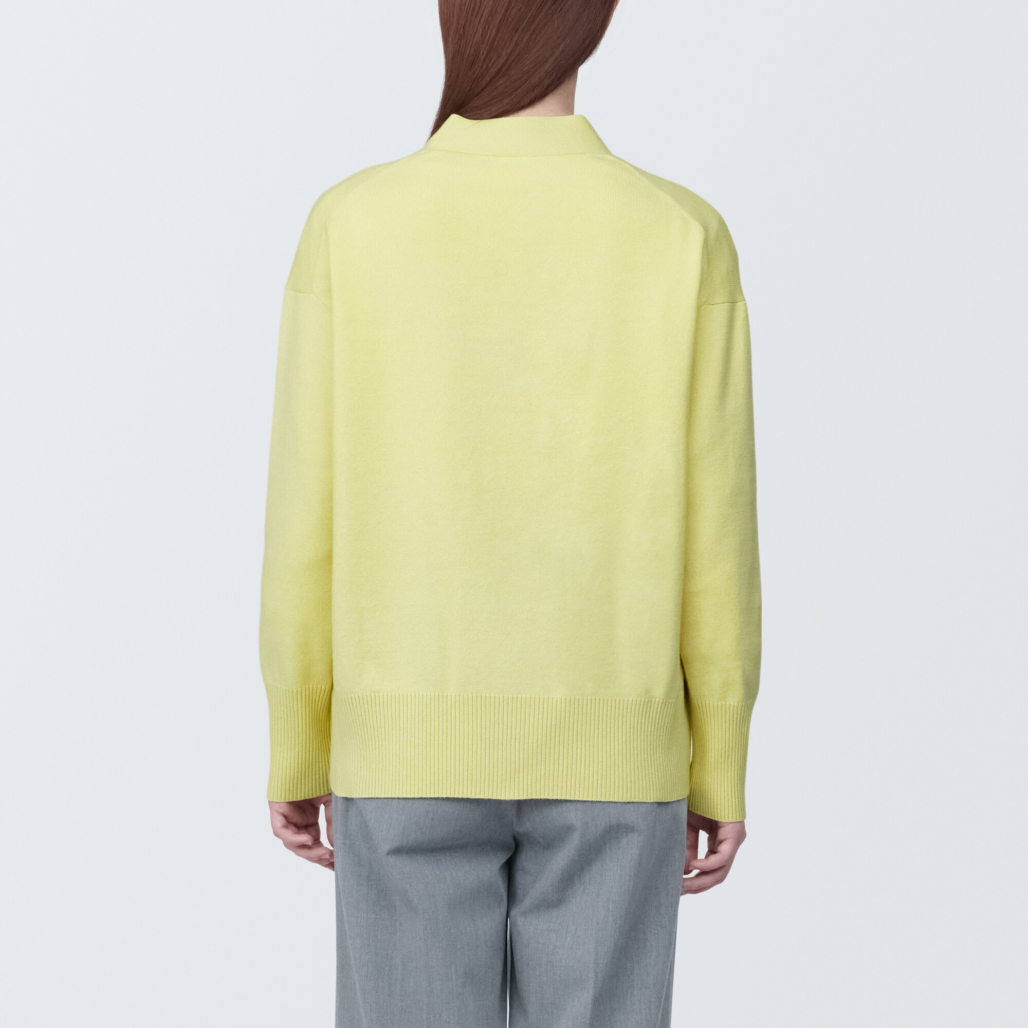 婦人　洗えるミラノリブ編みＶネックカーディガン