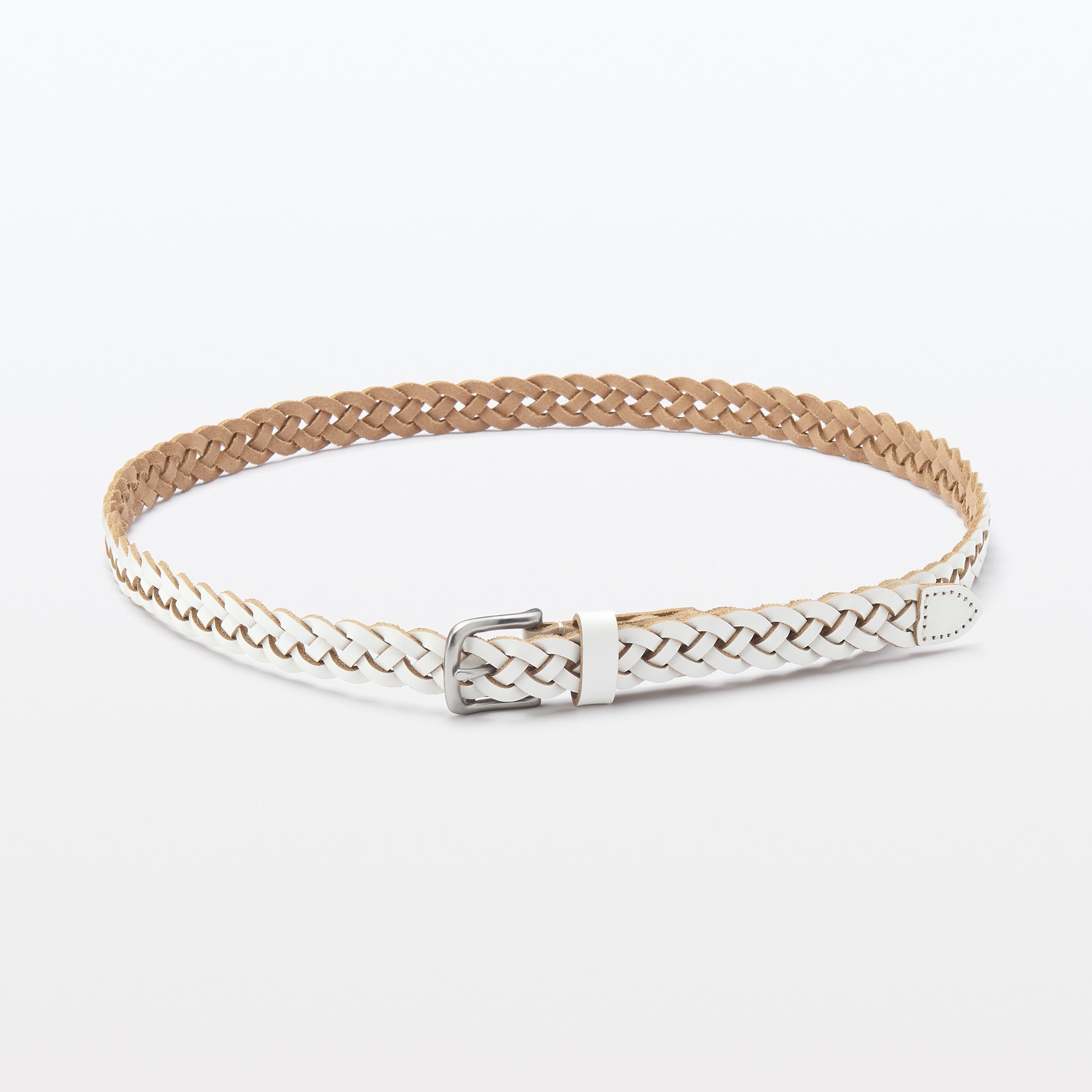 ヌメ革　細帯メッシュベルト