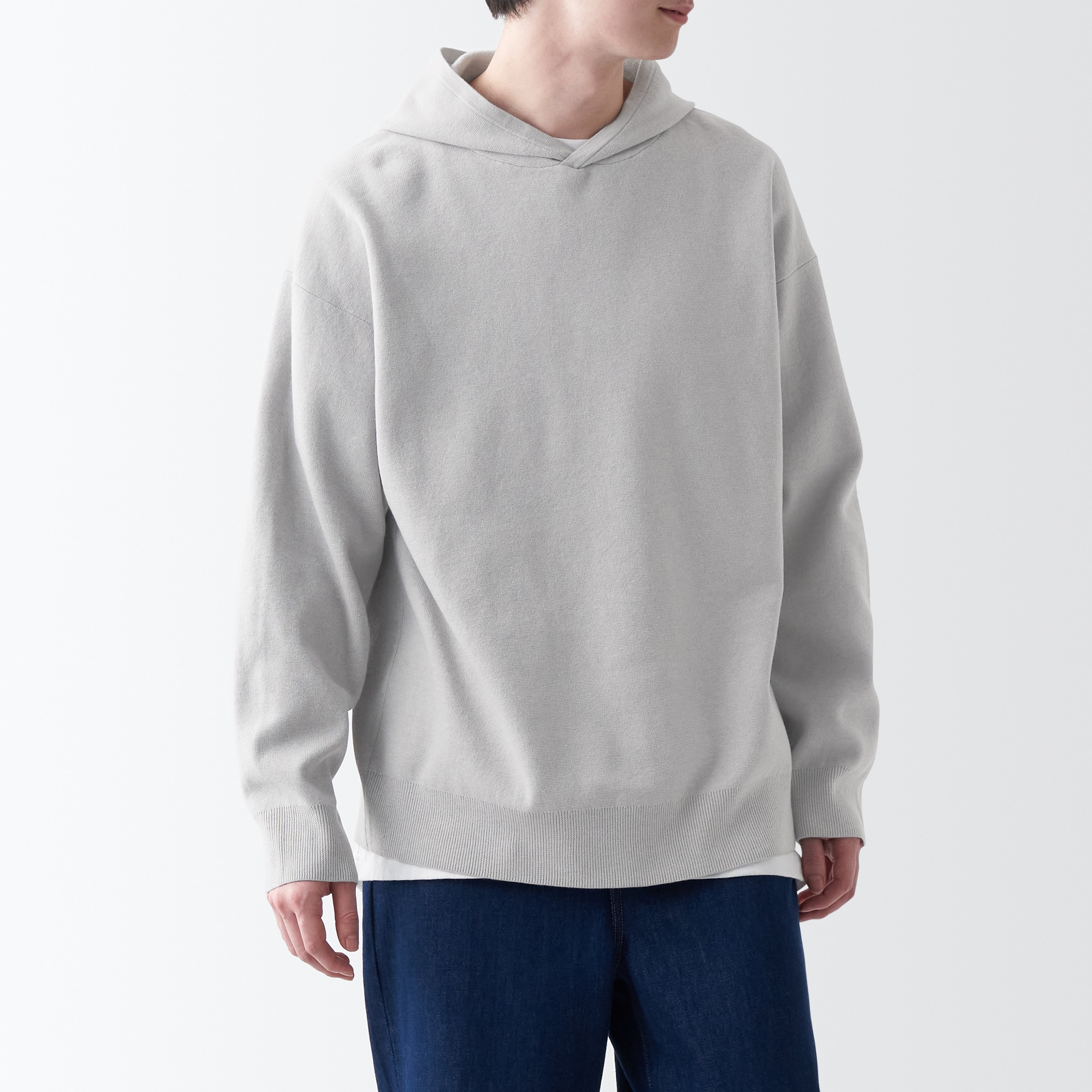 洗えるミラノリブ編みワイドプルパーカ（紳士）