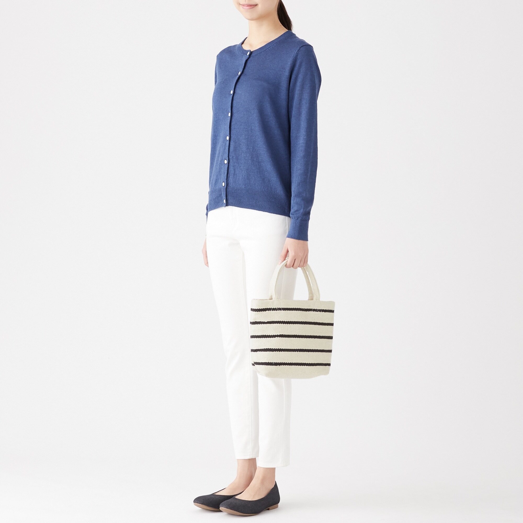 インドの手織り　ミニトートバッグ（ボーダー）