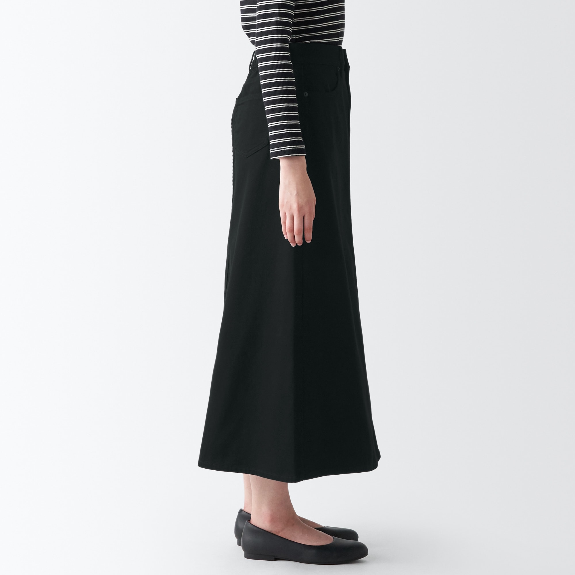 デニムＡラインスカート　黒